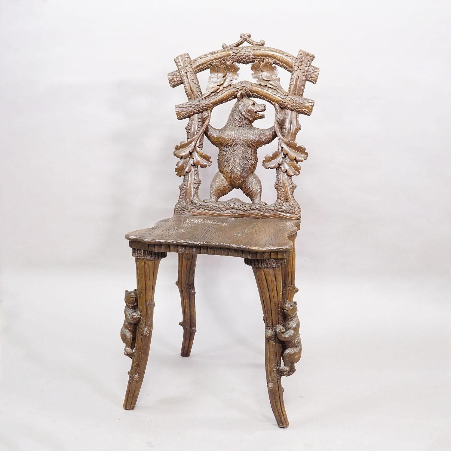 Antique Black Forest Carved Bear Chair, Brienz, Circa 1880s photo 6645.0
