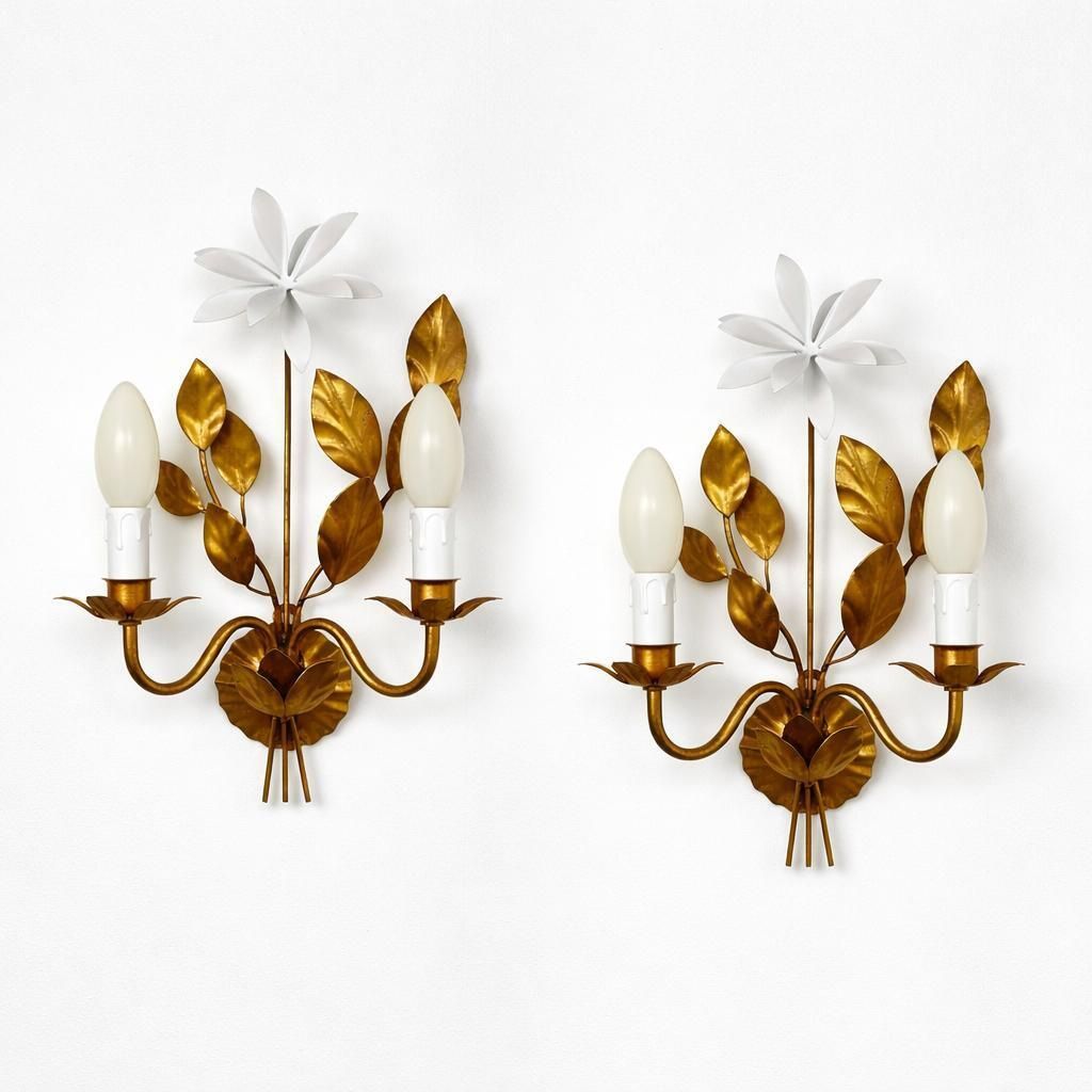 Gilt Floral Wall Lights By Maison Bagues, France 1950s photo furniture