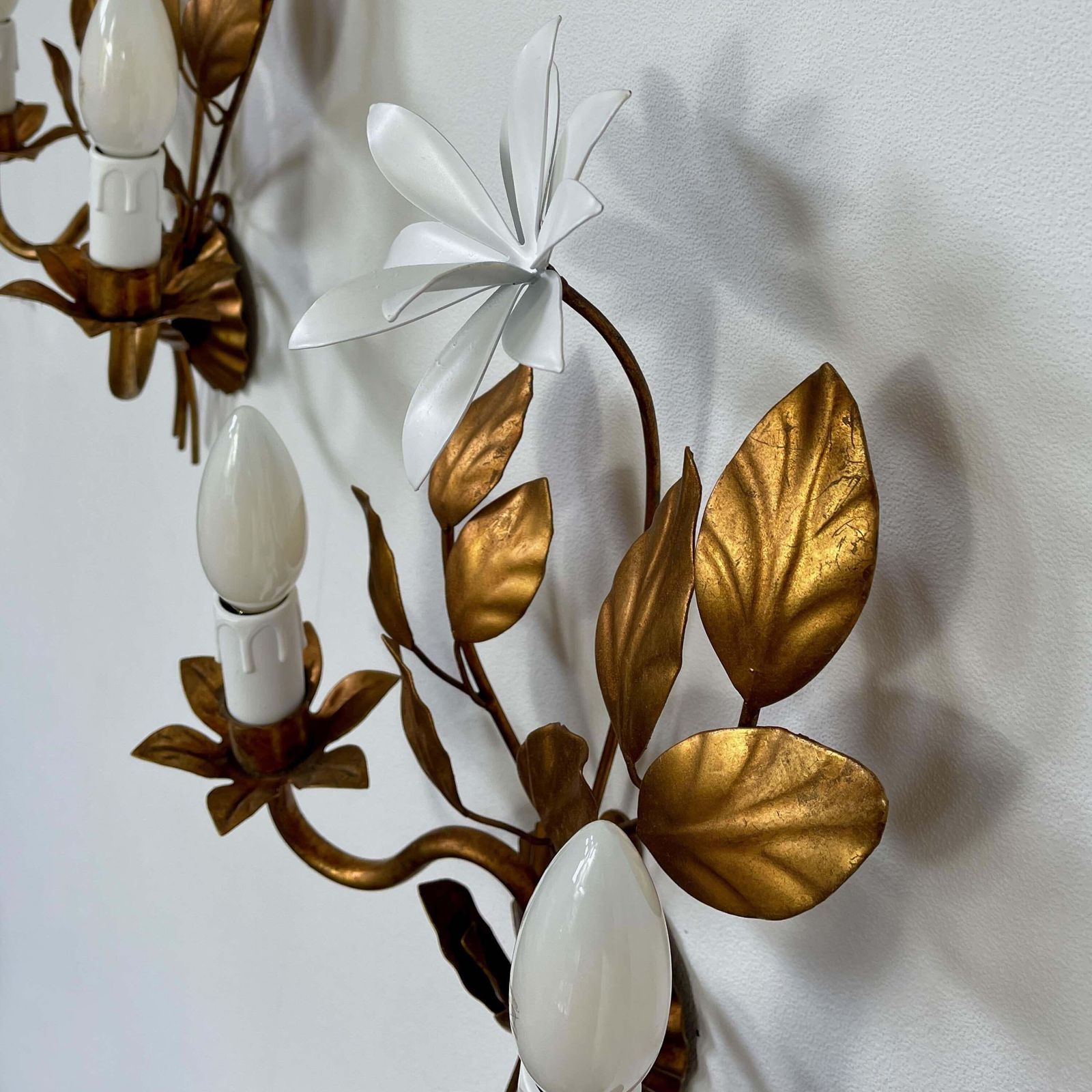 Lighting Gilt Floral Wall Lights By Maison Bagues, France 1950s photo
