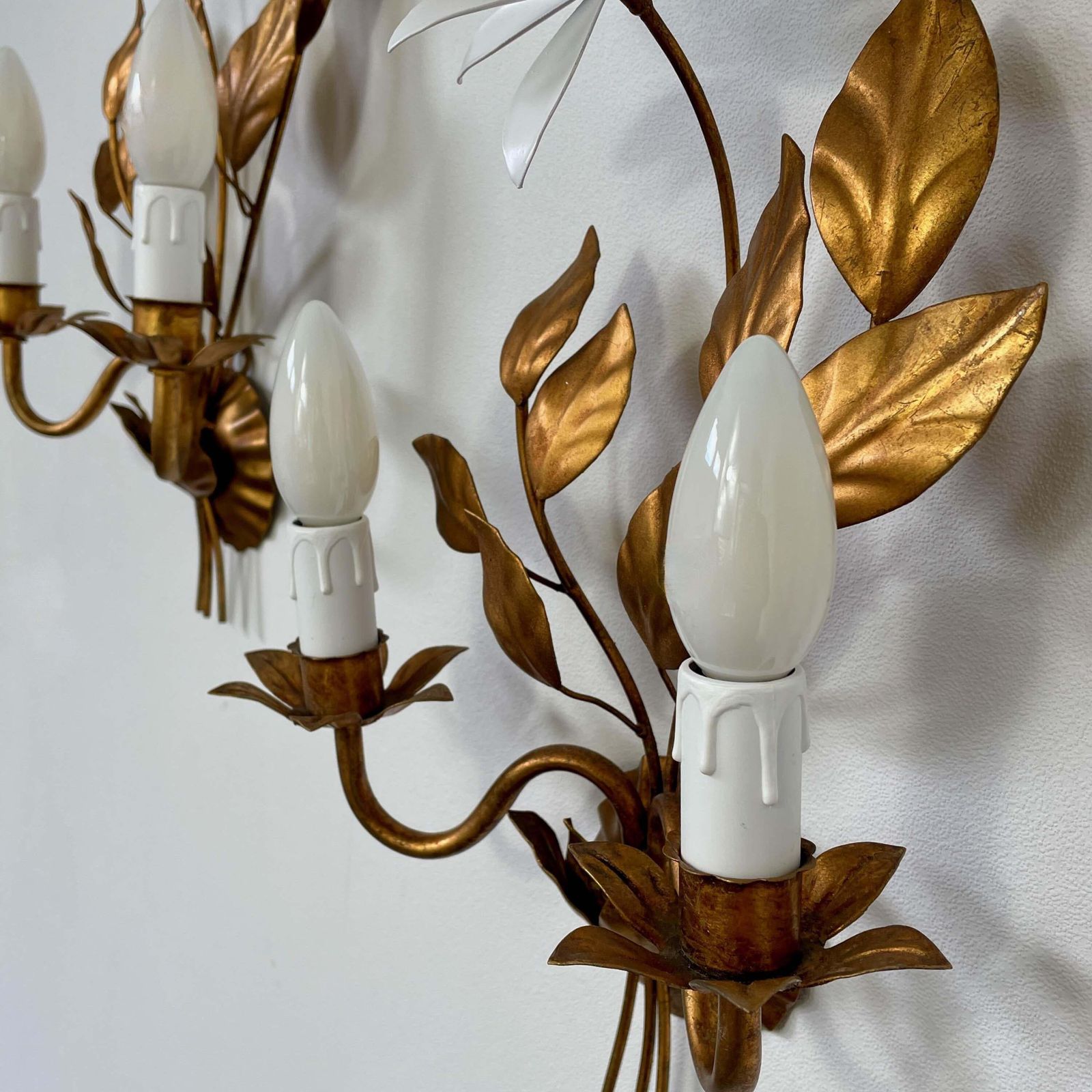 1387.0 Gilt Floral Wall Lights By Maison Bagues, France 1950s photo