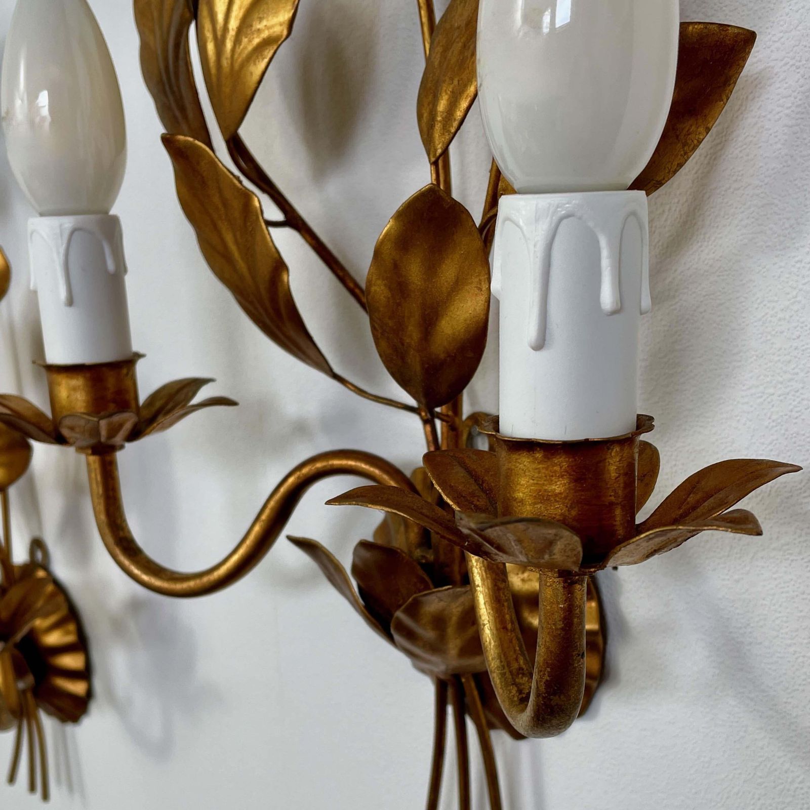 photo vinterior Gilt Floral Wall Lights By Maison Bagues, France 1950s