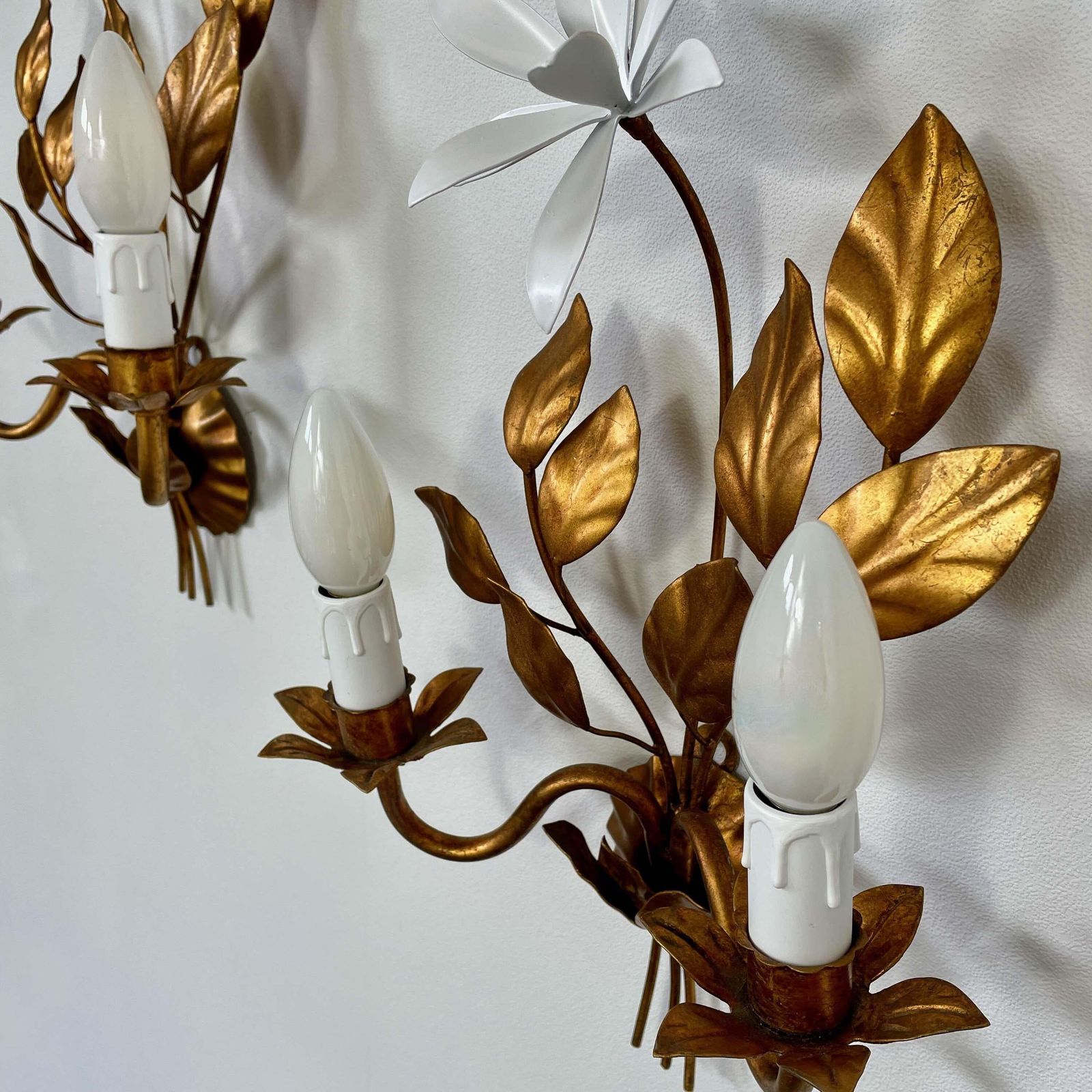 photo buy Gilt Floral Wall Lights By Maison Bagues, France 1950s