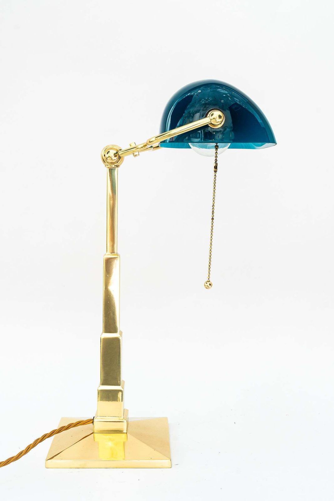 Art Deco Banker Lamp With Original Glass Shade Vienna Around 1920s photo 1060.0