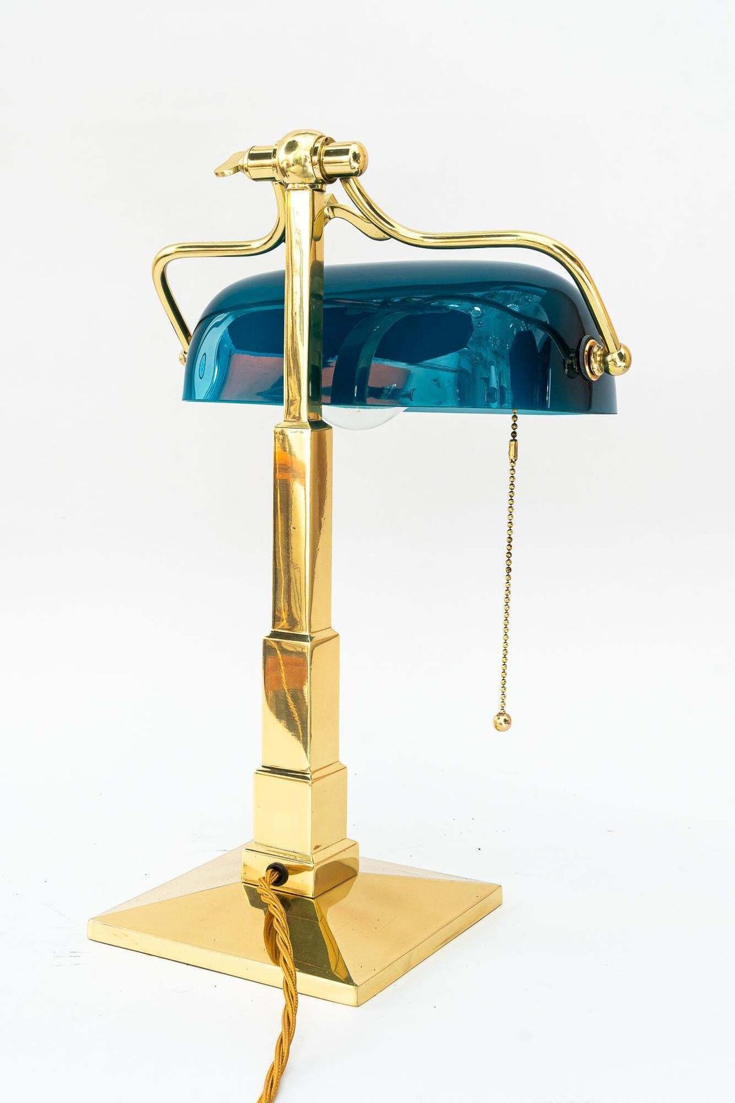 photo furniture Art Deco Banker Lamp With Original Glass Shade Vienna Around 1920s