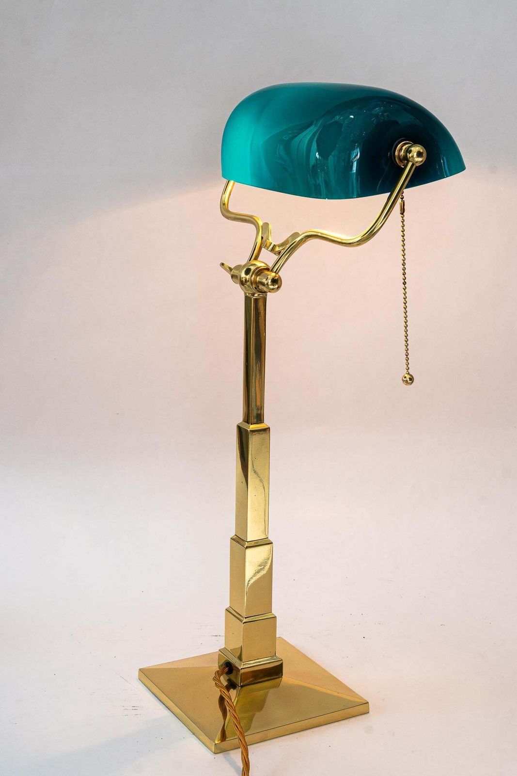 photo buy Art Deco Banker Lamp With Original Glass Shade Vienna Around 1920s