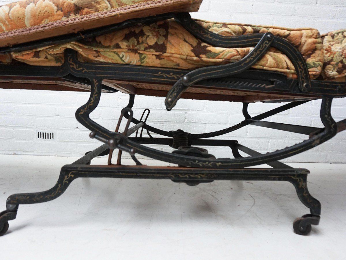 Adjustable Reclining Lounge Chaise Longue From Marks Co., New York, USA, 1890s photo vinterior
