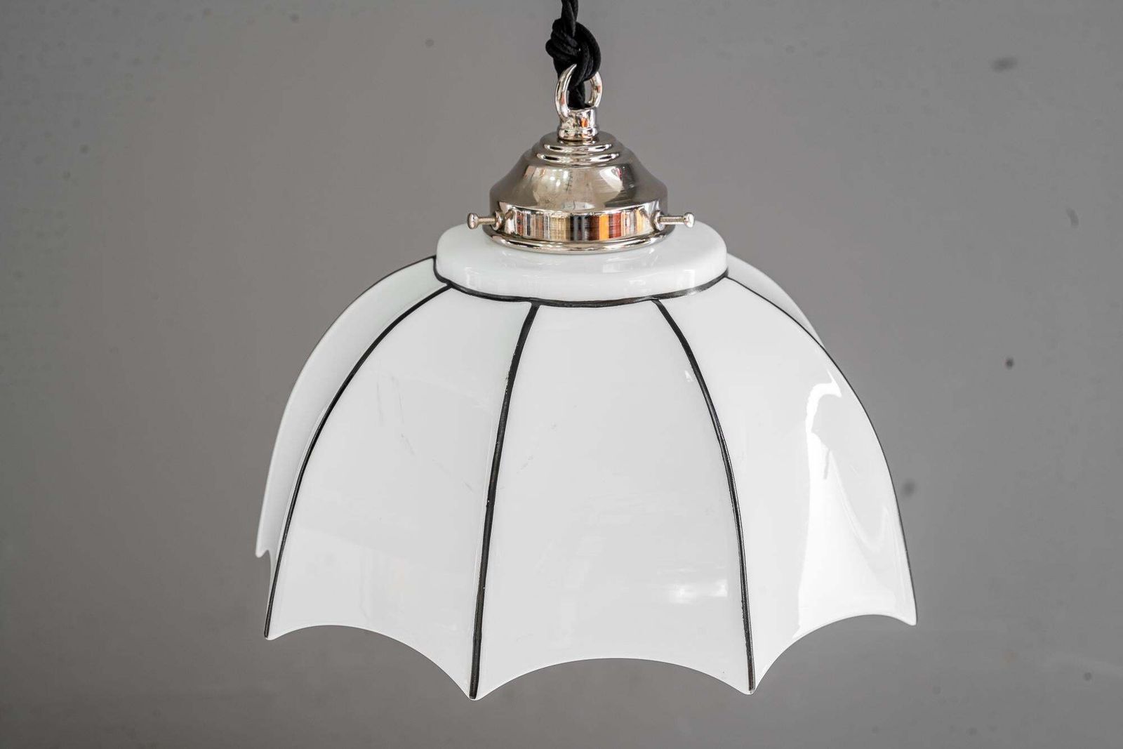 Adjustable Bauhaus Porcelain Pendant With Opal Glass Shade Vienna Around 1920s photo 795.0