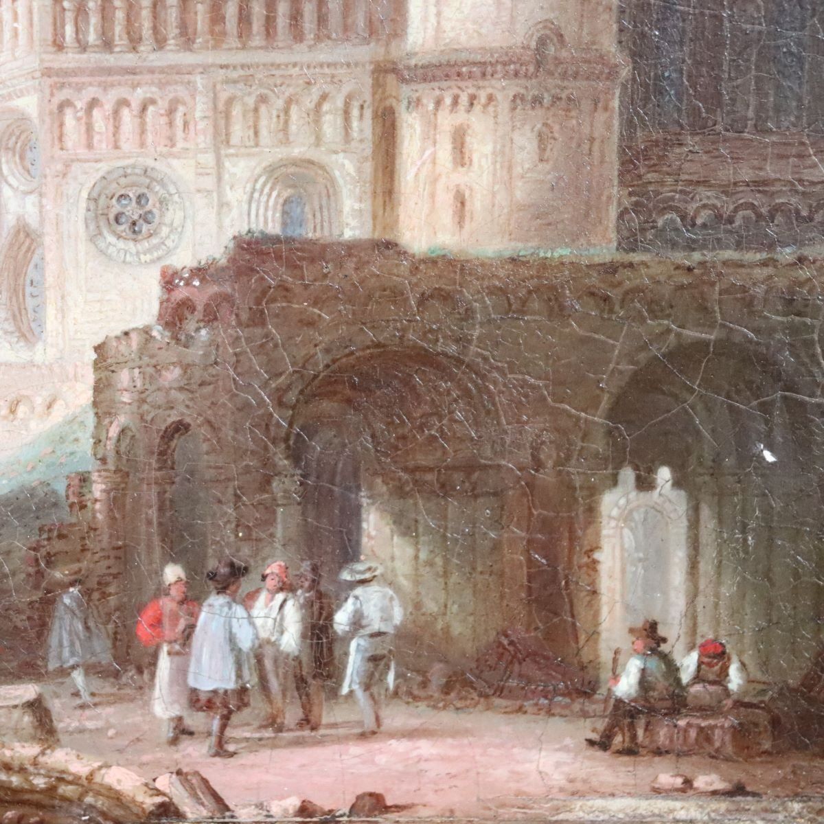 Worms Cathedral, Oil Painting On Board, 19th Century, Framed photo vinterior
