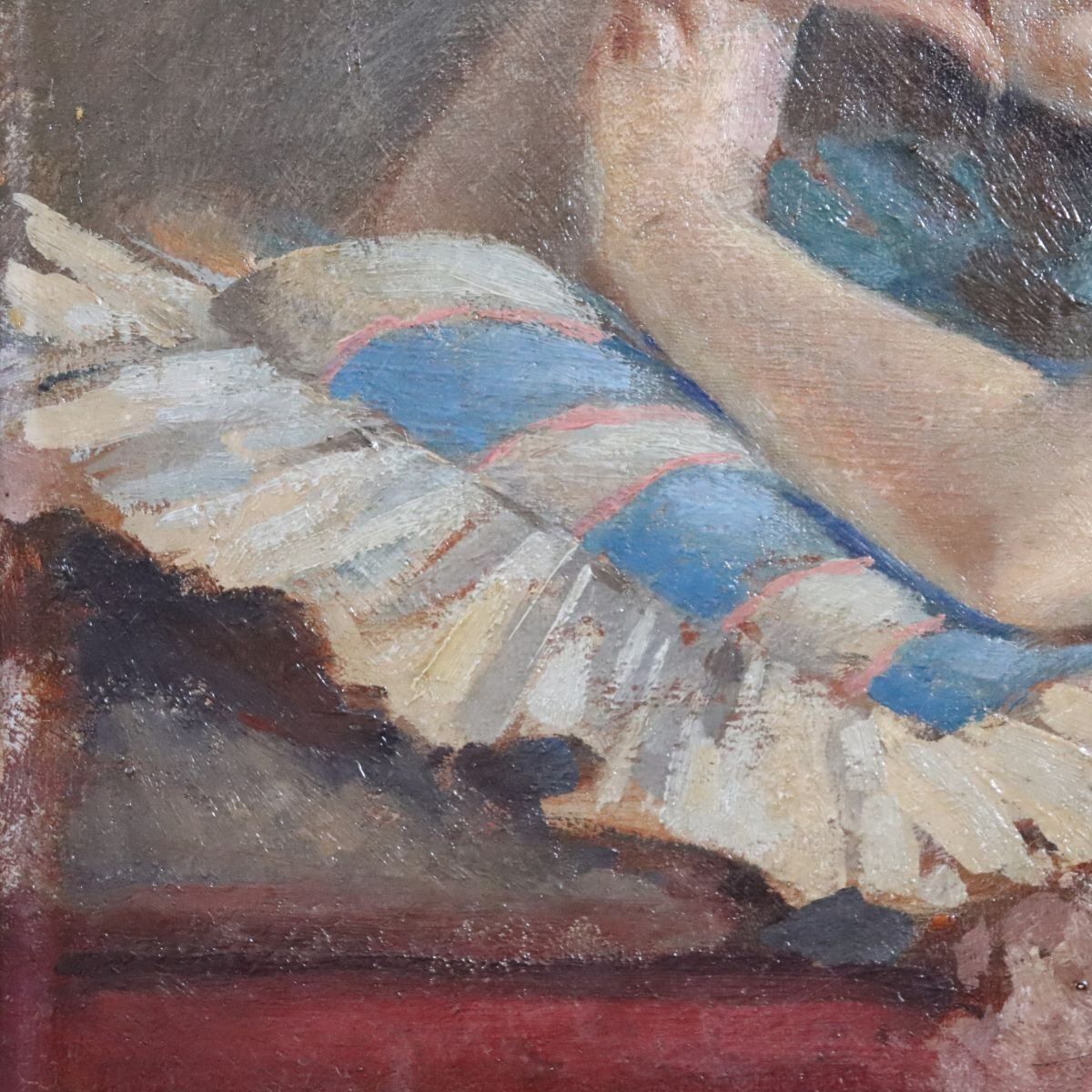 photo buy A. Villa, Girl Lying Down, Oil Painting On Board, Late 19th Century, Framed