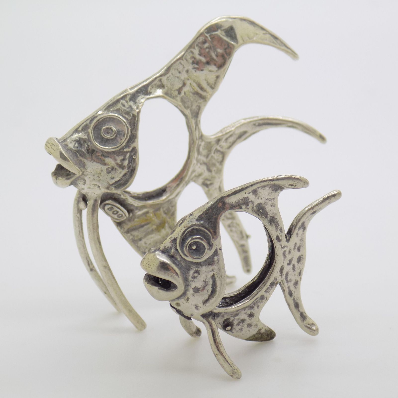 Vintage Italian Handmade Genuine Silver Two Tropical Fishes Miniatures Figurines, 1970s, Set Of 2 photo vinterior