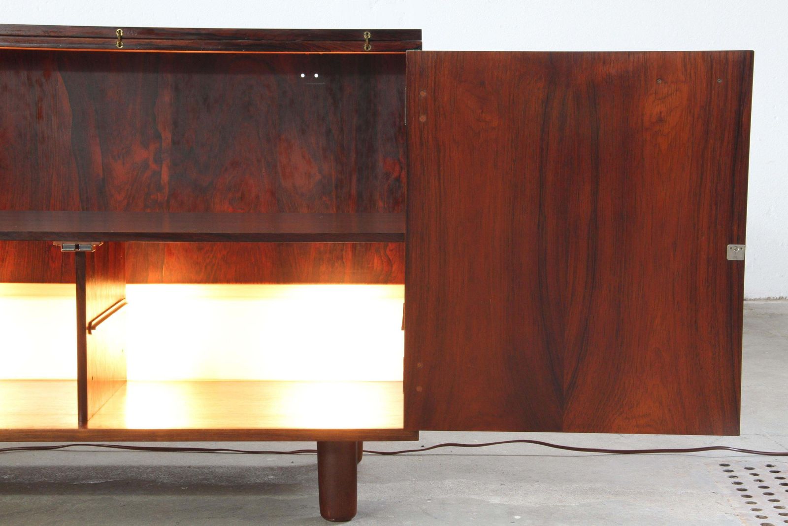 photo buy Vintage Danish 1960s Mid Century Modern Illuminated Bar Cabinet