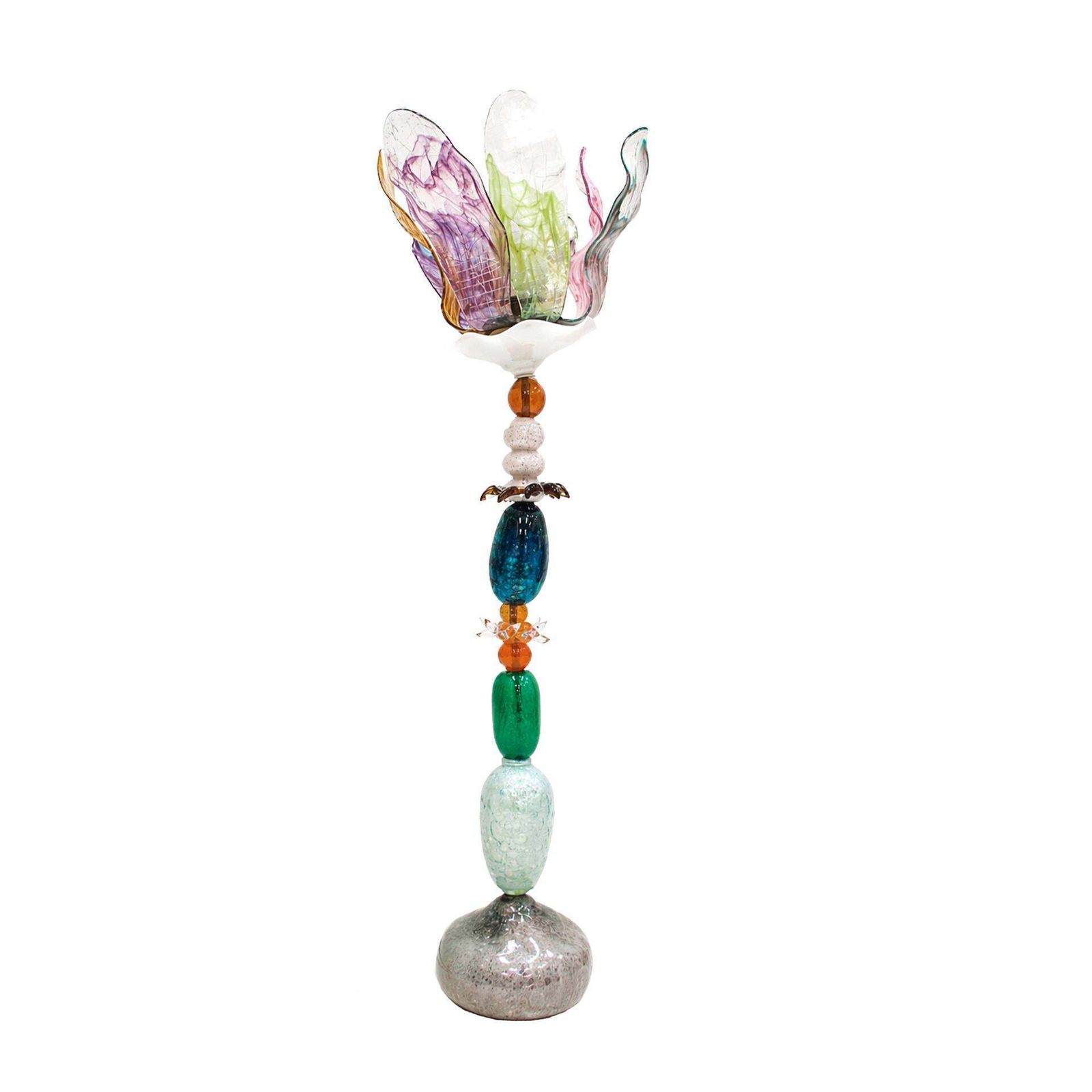 Contemporary Art Nouveau Style Multicolored Crystal Floral Floor Lamp photo furniture