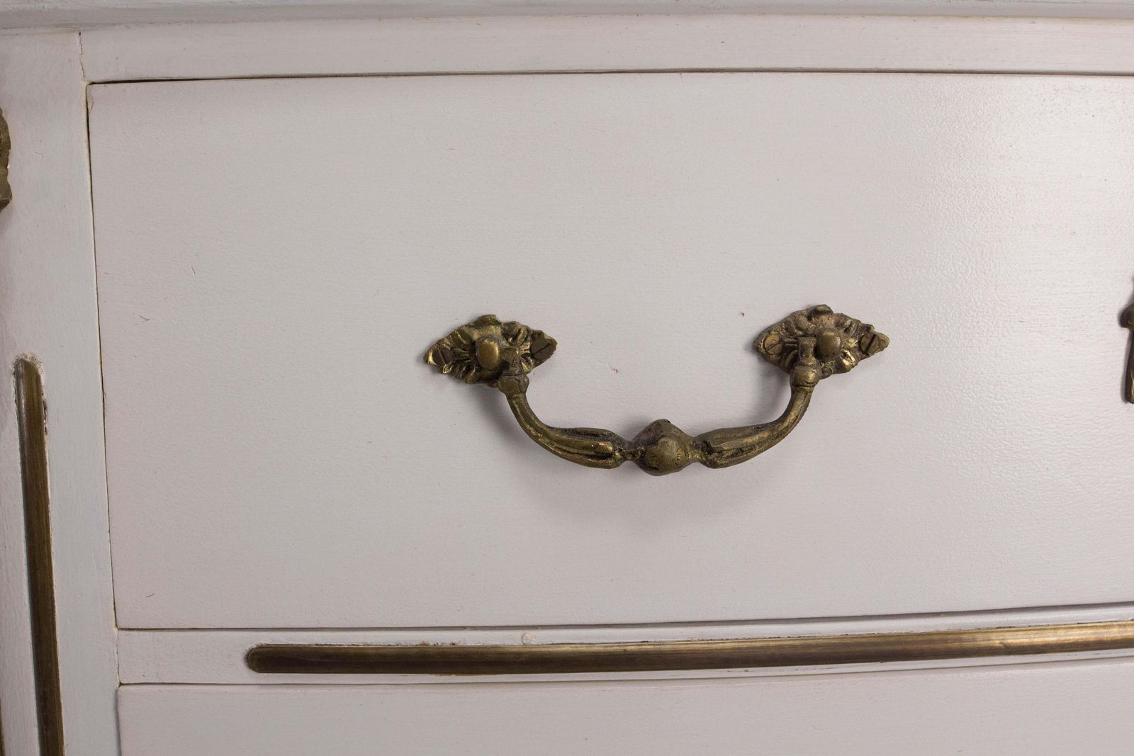 French White Commode Louis XVI Style Chest Of Drawers  Elm & Bronze, 20th Mid C photo vintage