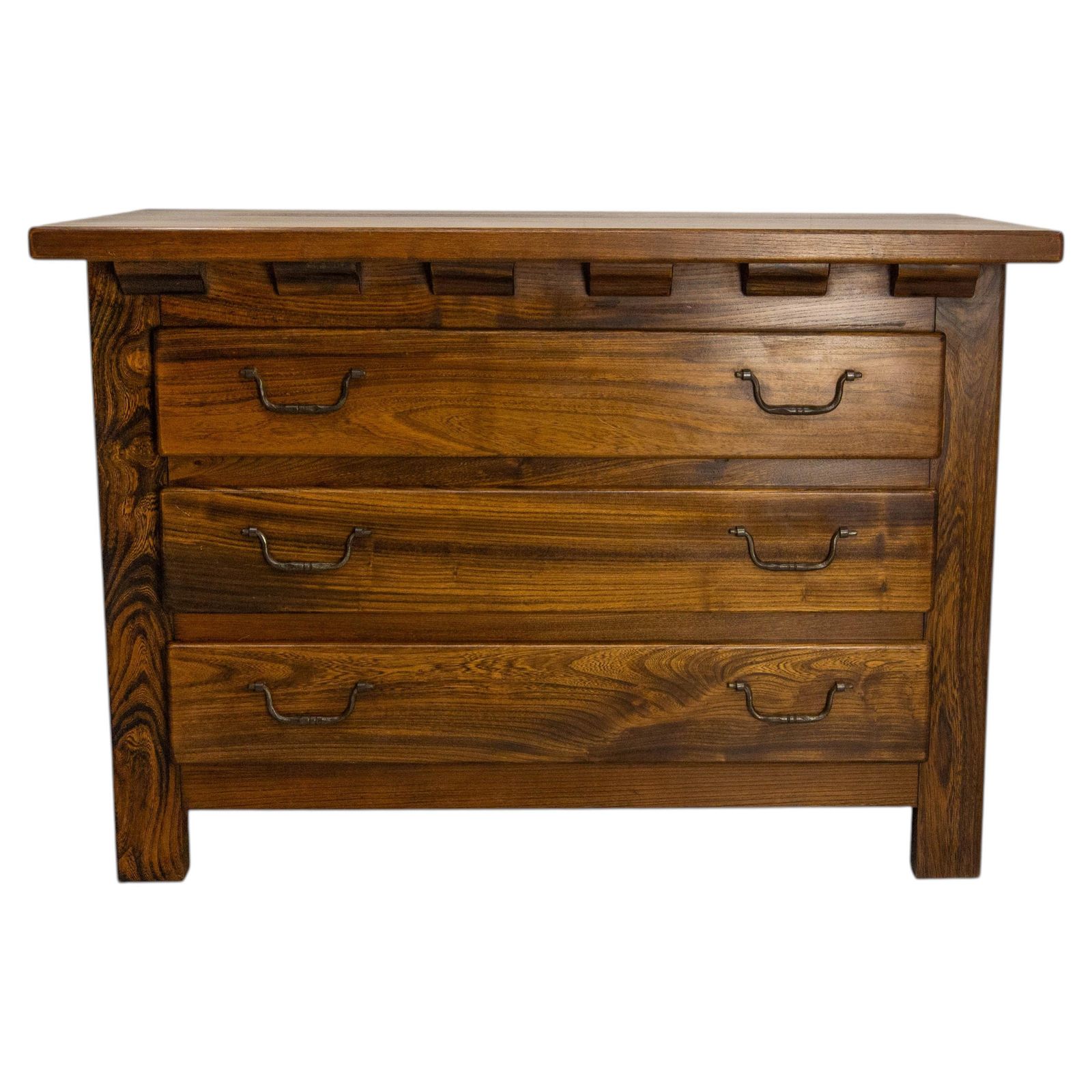 French Brutalist Style Elm Commode Chest Of Drawers, Circa 1970 photo furniture