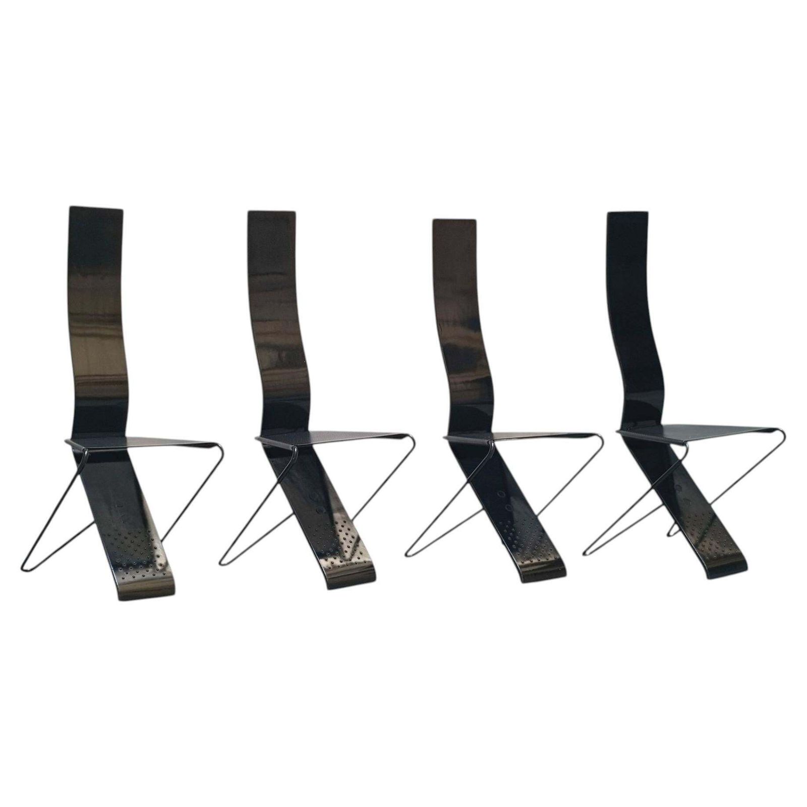 Pietro Arosio Set Of 4 "Impronta" Chairs, Italy 1980s