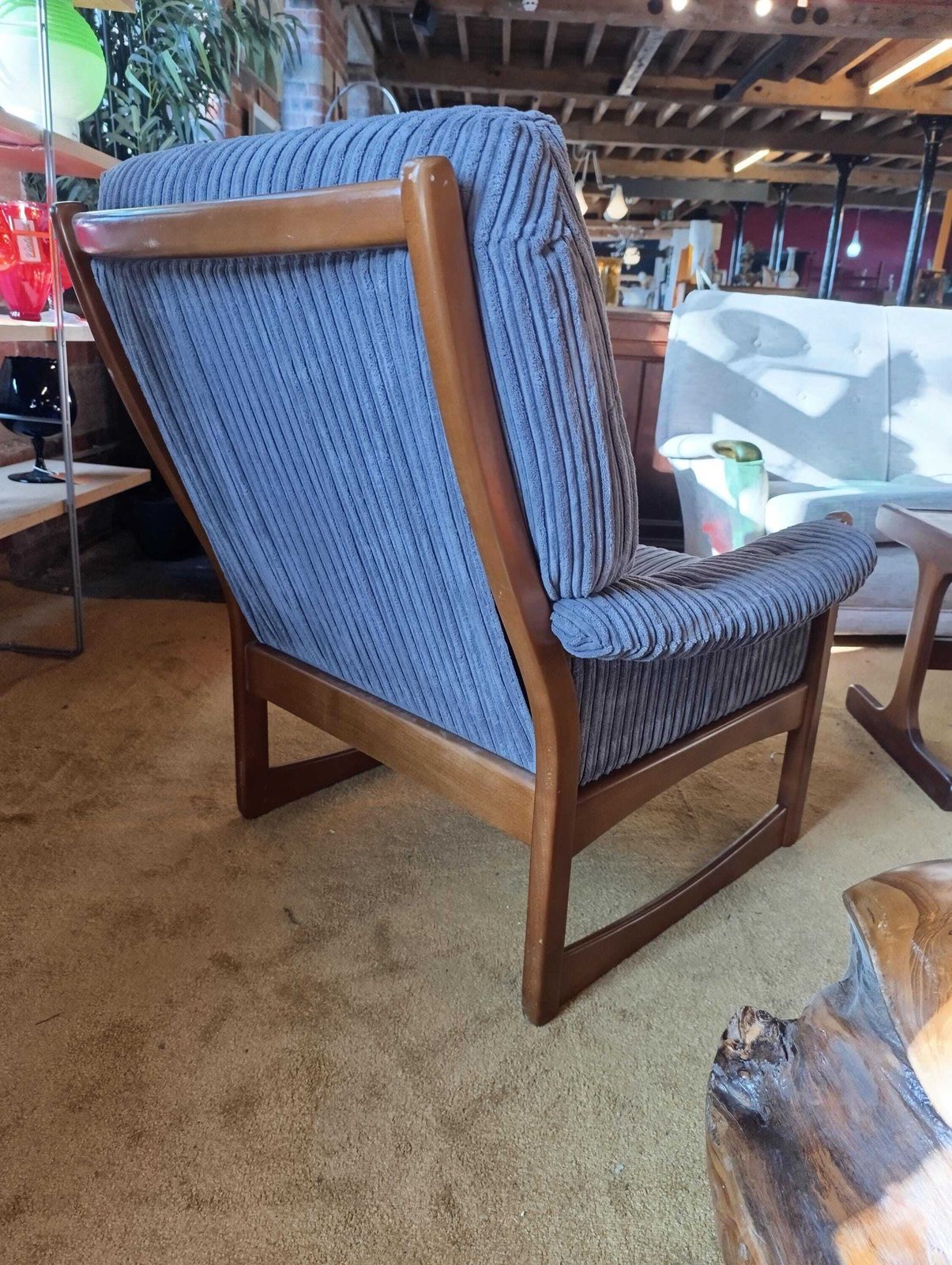 Cintique Solid Teak Armchair | New Corduroy Upholstery | Mid Century British Design photo vintage
