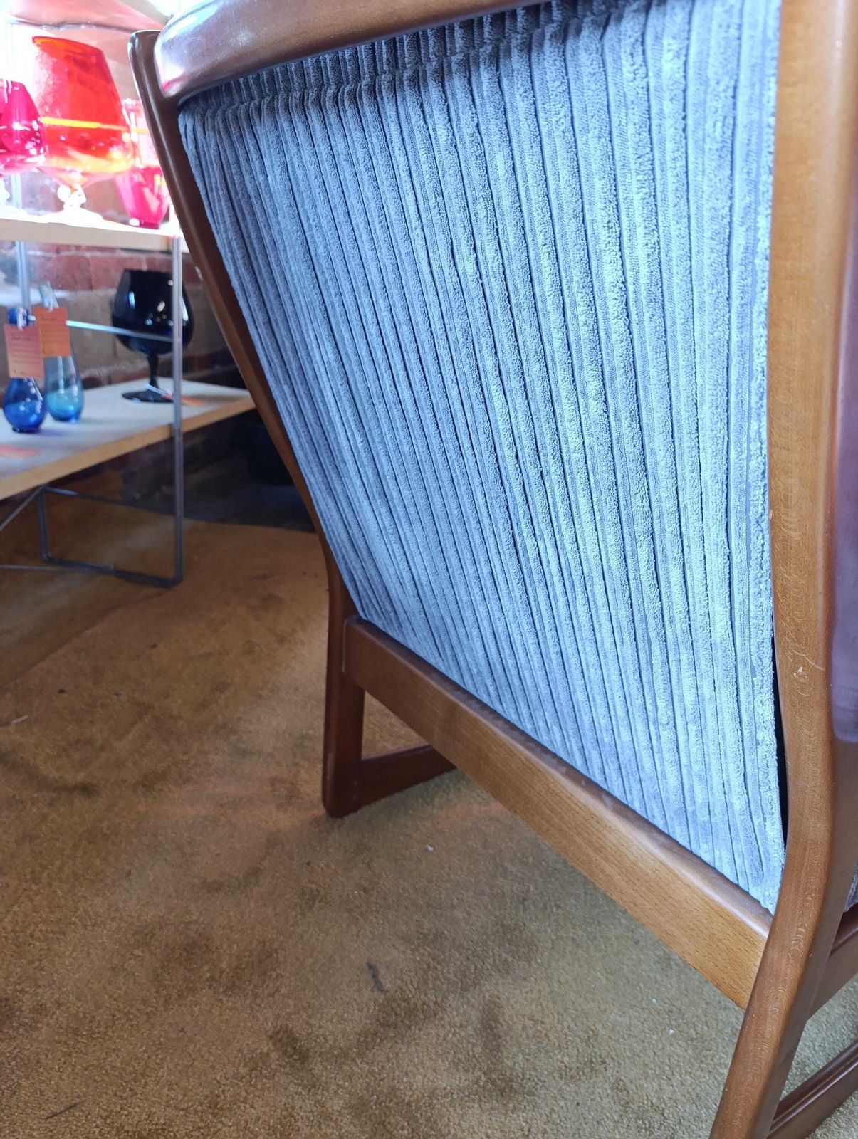 photo furniture Cintique Solid Teak Armchair | New Corduroy Upholstery | Mid Century British Design