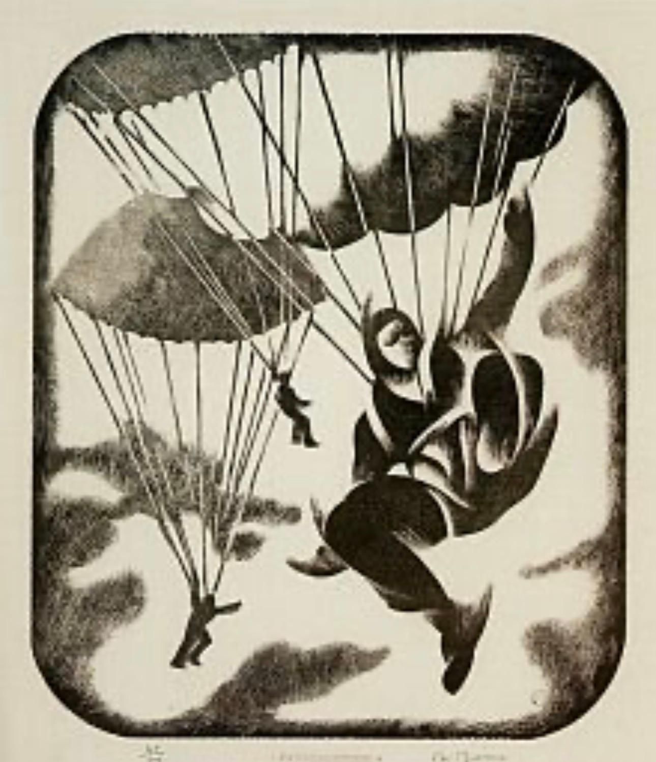 Renato Di Bosso"Parachutist " Oil On Board Cm. 50 X 60 19401940 photo vinterior