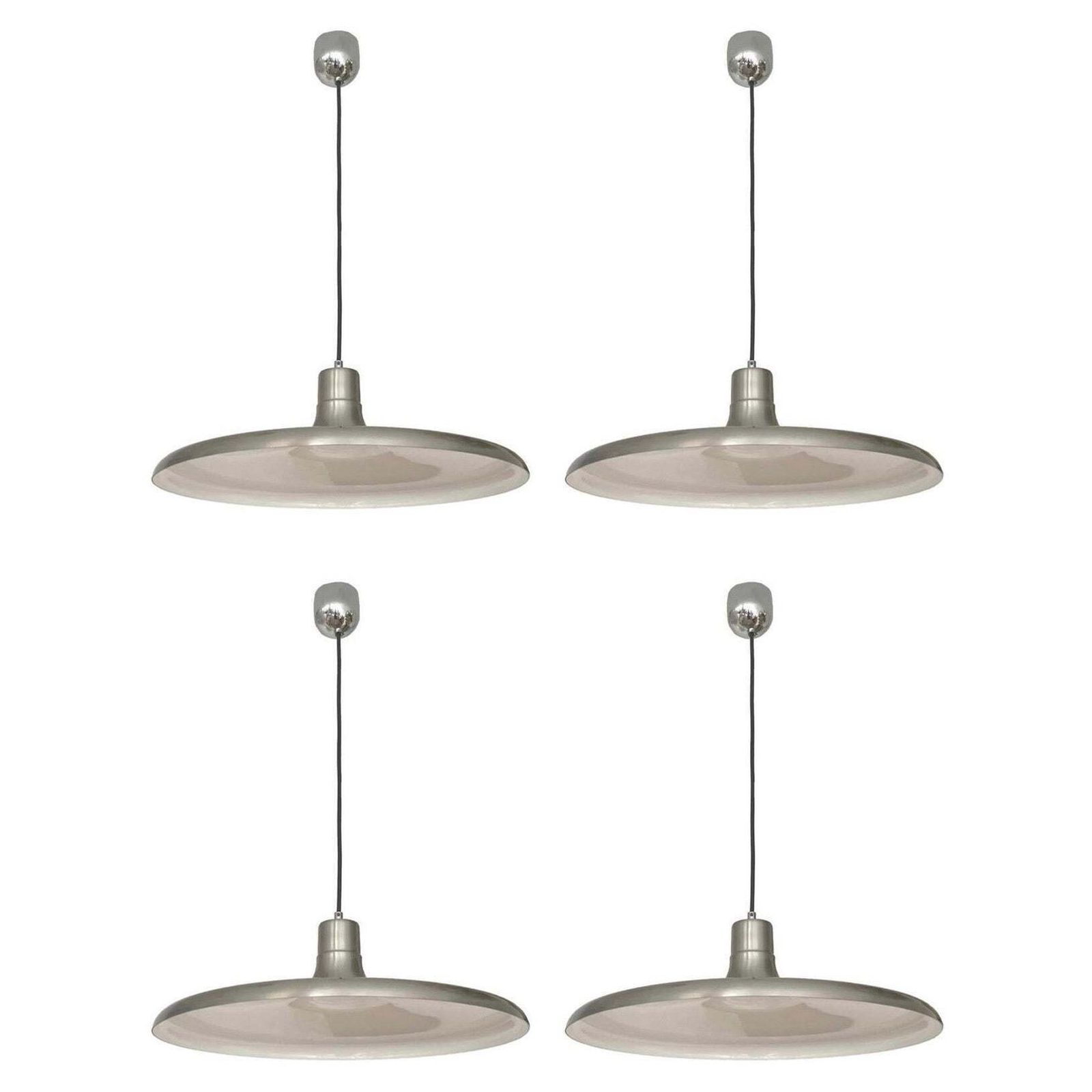 Mid Century Set Of Four Metal Chandeliers By Estiluz, Barcelona, 1970s