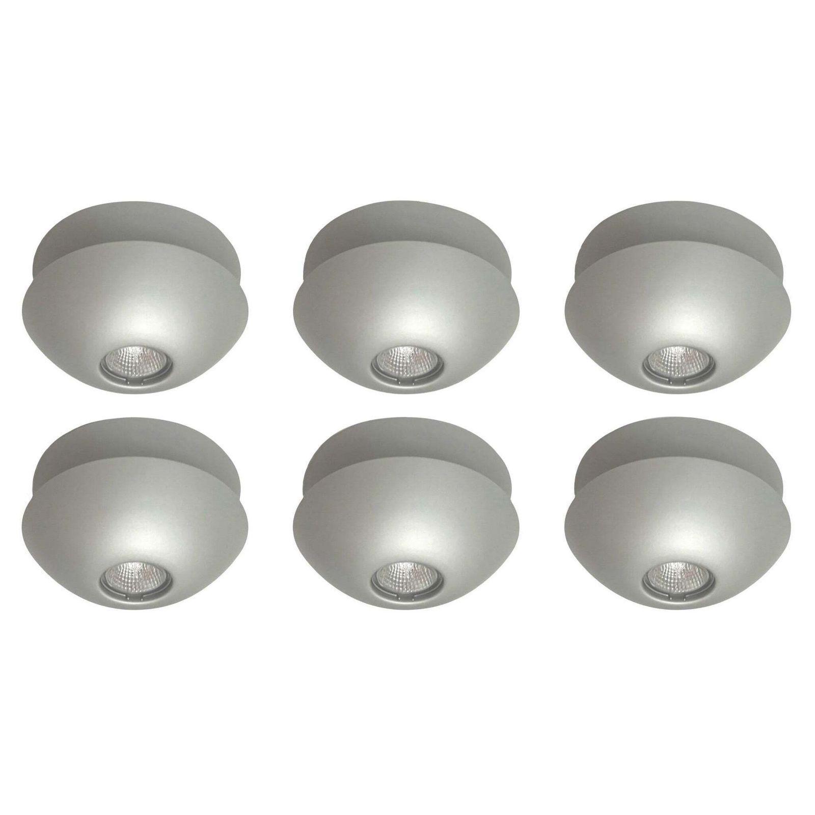 Postmodern Grey Metal Set Of Six Flush Mounts By Blauet, Barcelona, 1980s