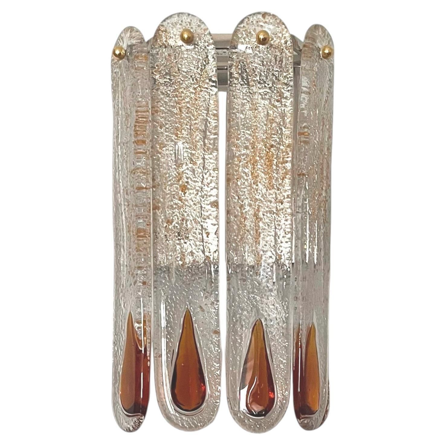 photo furniture Italian Mid Century Set Of Five Amber Murano Wall Sconces By Mazzega, 1970s