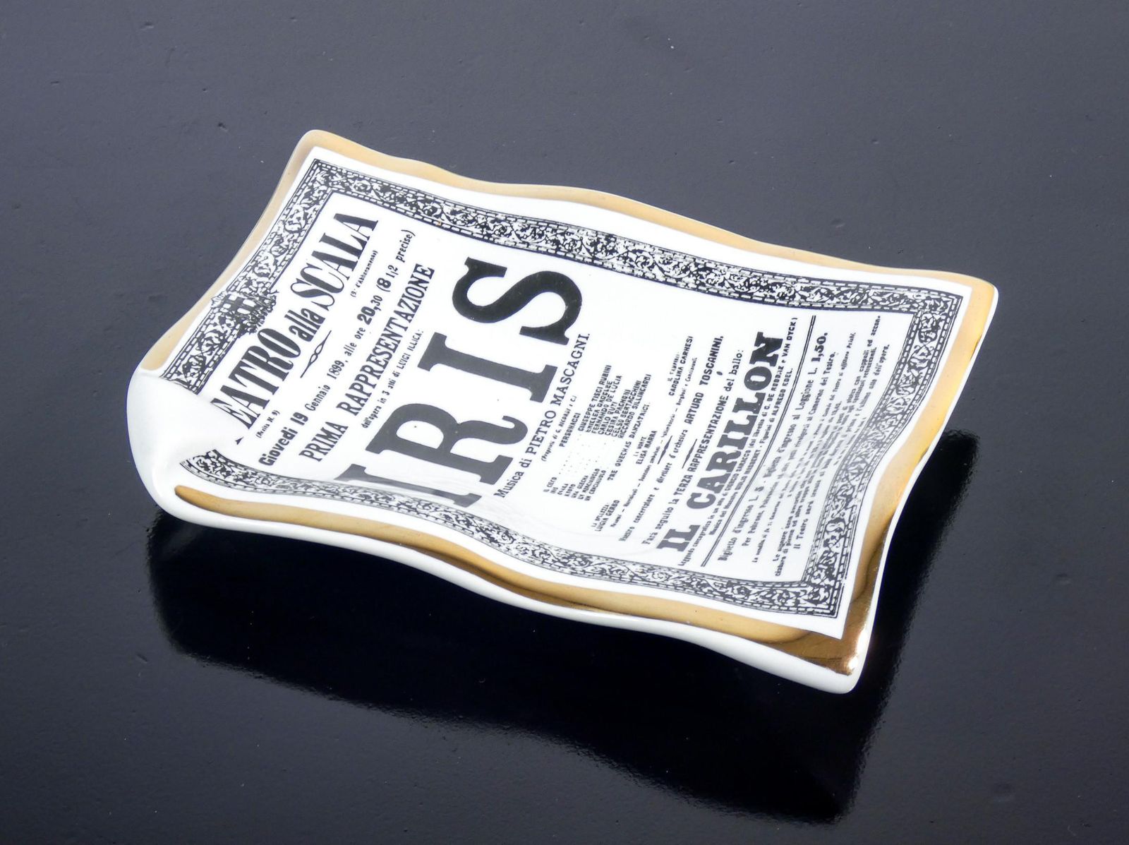 Fornasetti Design Ashtray Saucer, Iris, Pietro Mascagni. Italy, 70s photo furniture