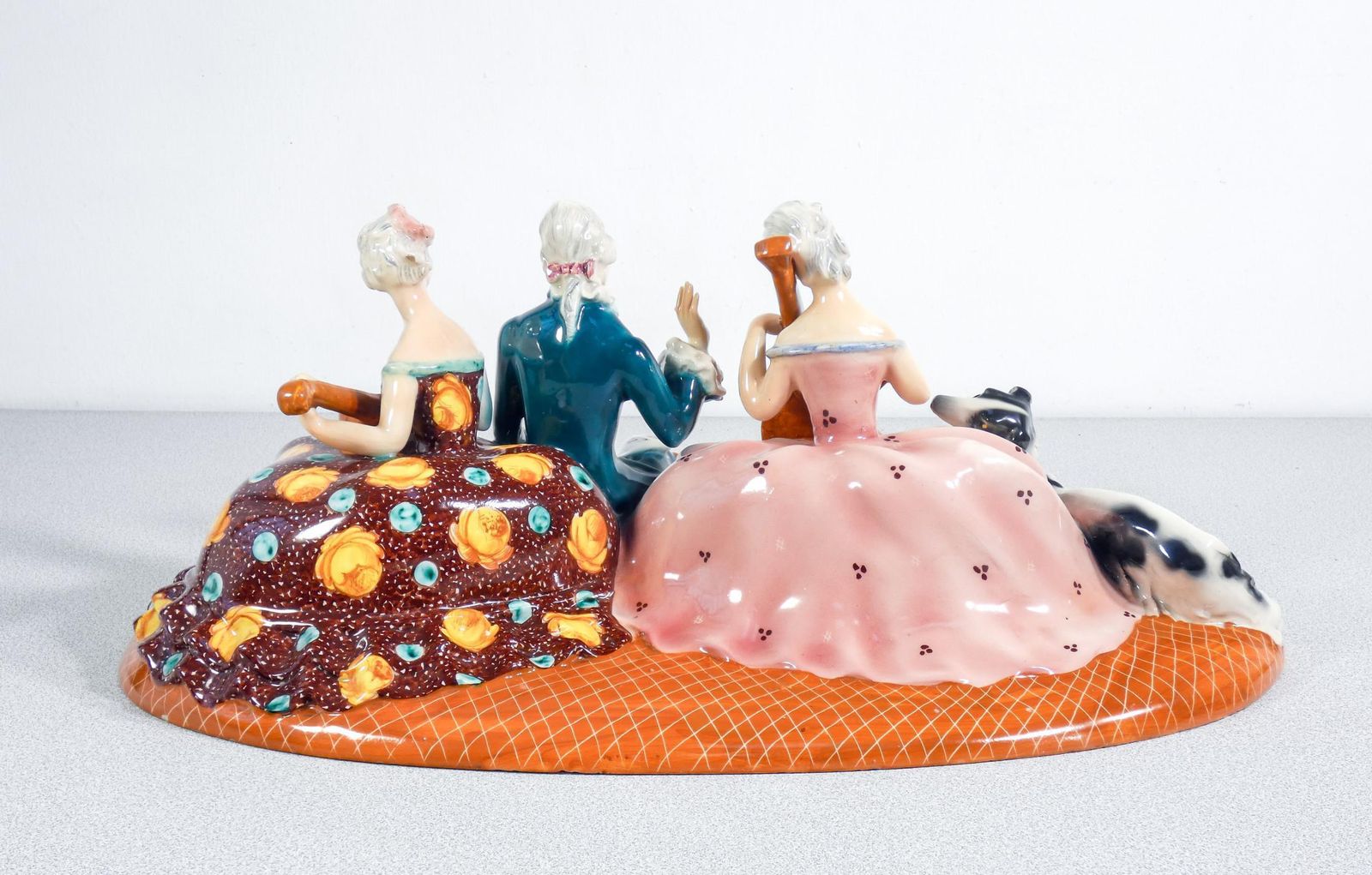 300.0 Ceramic Sculpture "Concert With Musicians And Dog," Mica. Italy, 50s photo