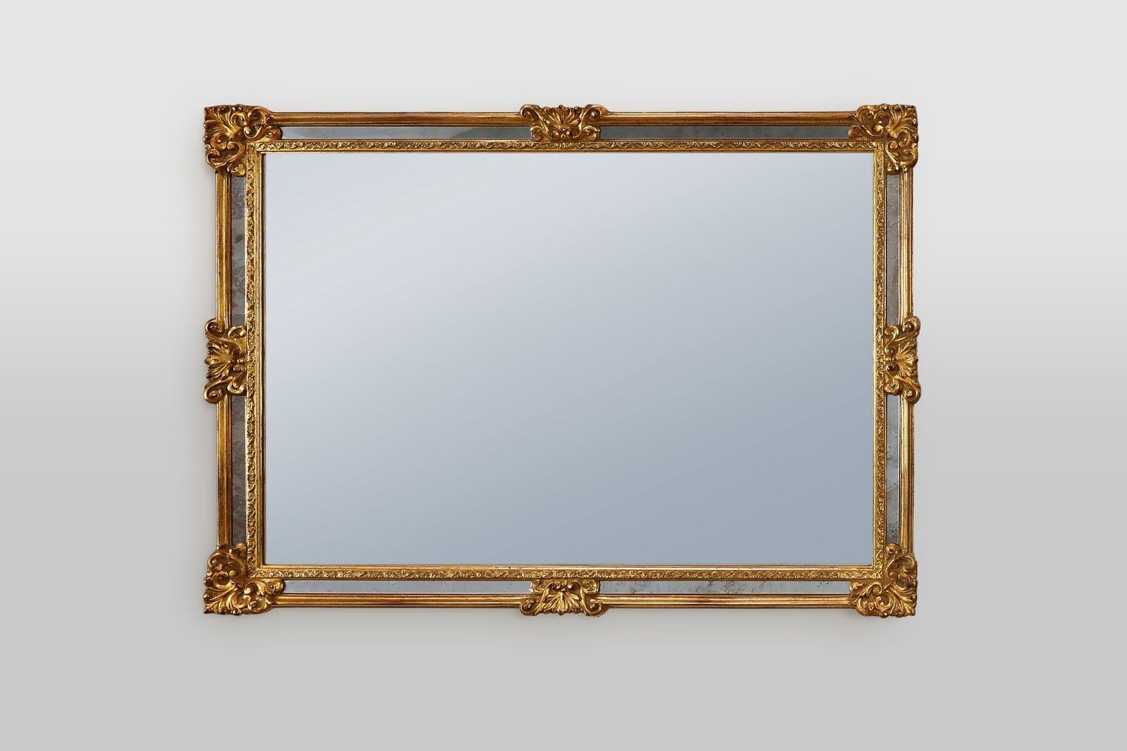 Mid Century Rectangular Gilt Mirror From Deknudt, Belgium, 1980s photo furniture