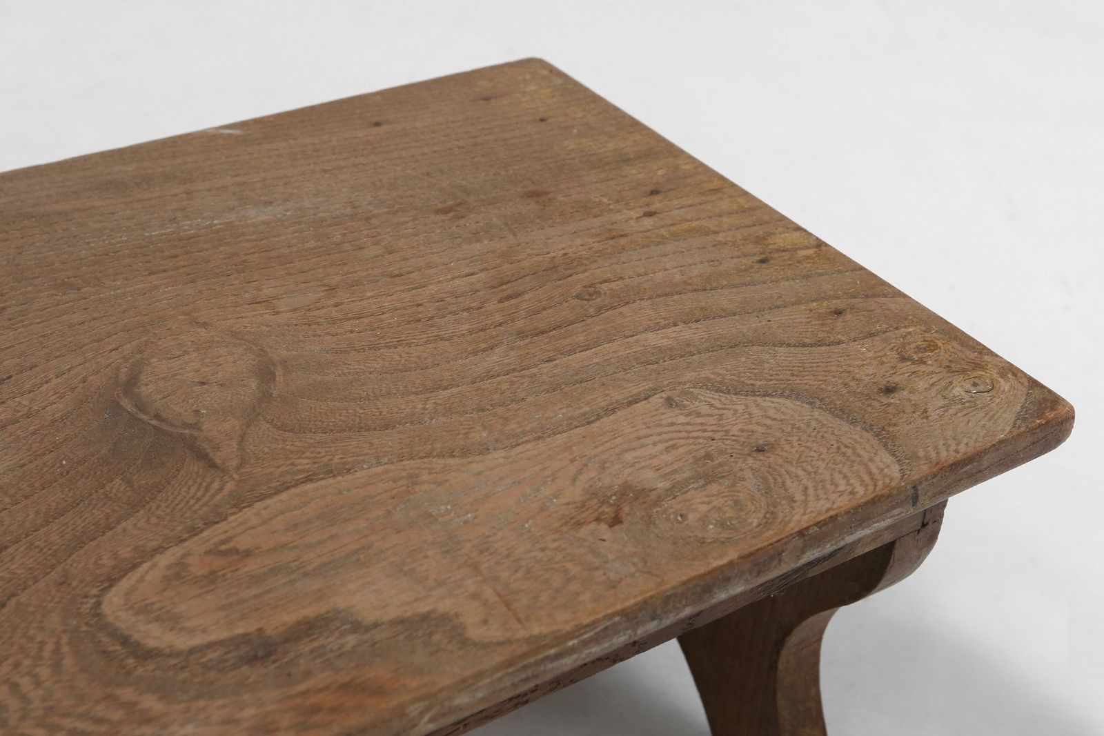 Small Rustic Wooden Stool With Curved Base, France, 1900s photo vinterior