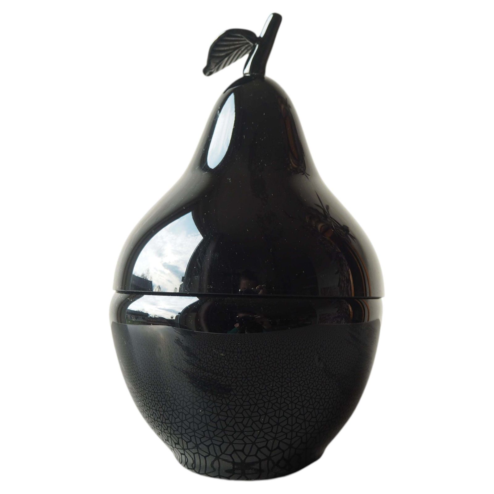 Midcentury Opaline Black Glass Jewelry Box, Czechoslovakia, 1960s