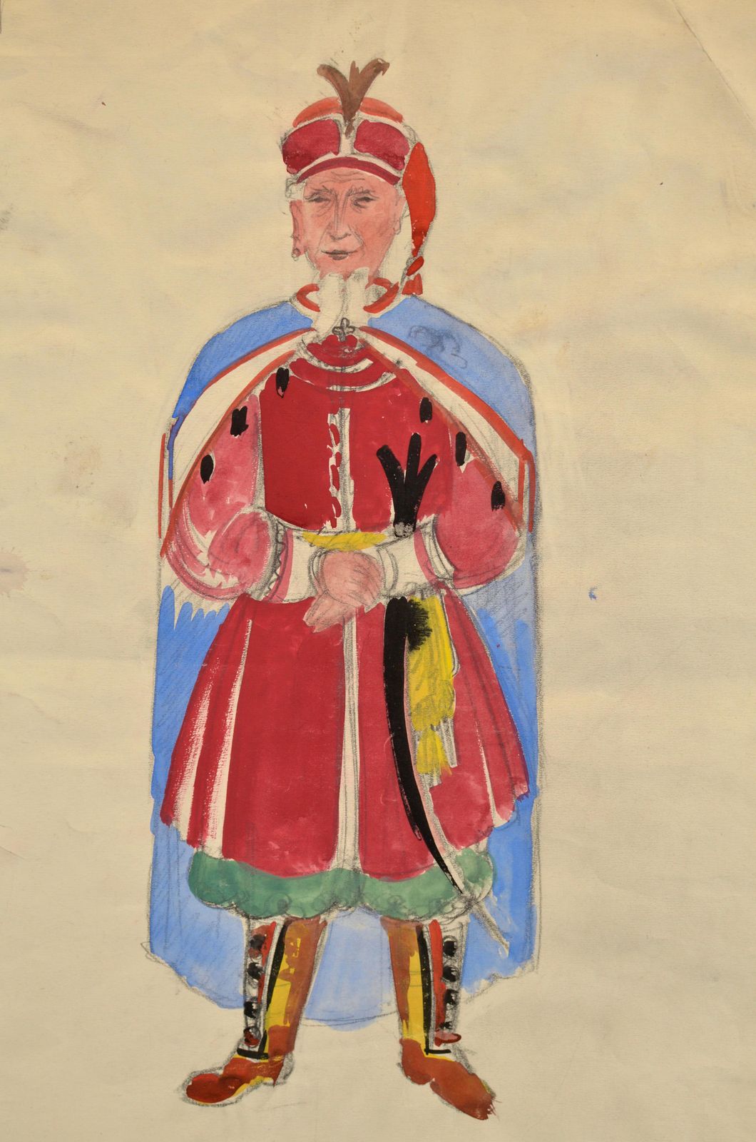 Romans Sutacostume Sketch For Tchaikovsky Opera Mazepa. Watercolor, 69x50 Cm. Unsigned1929