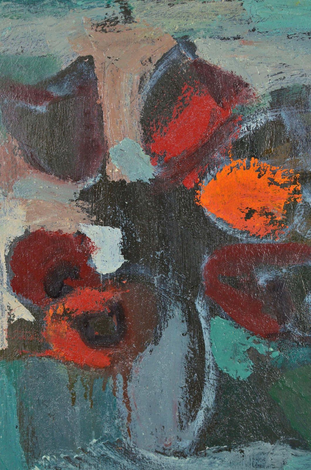 Aleksandr Rodin (1922 2001)poppies. Oil On Cardboard. 35x25 Cm. Unsigned photo furniture