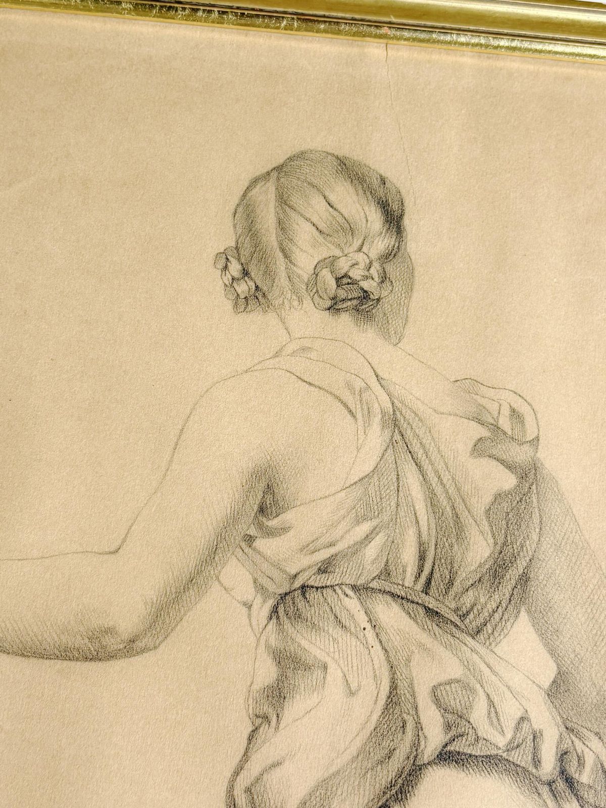 Framed Drawing Of A Woman, Signed, France, 19th photo Art