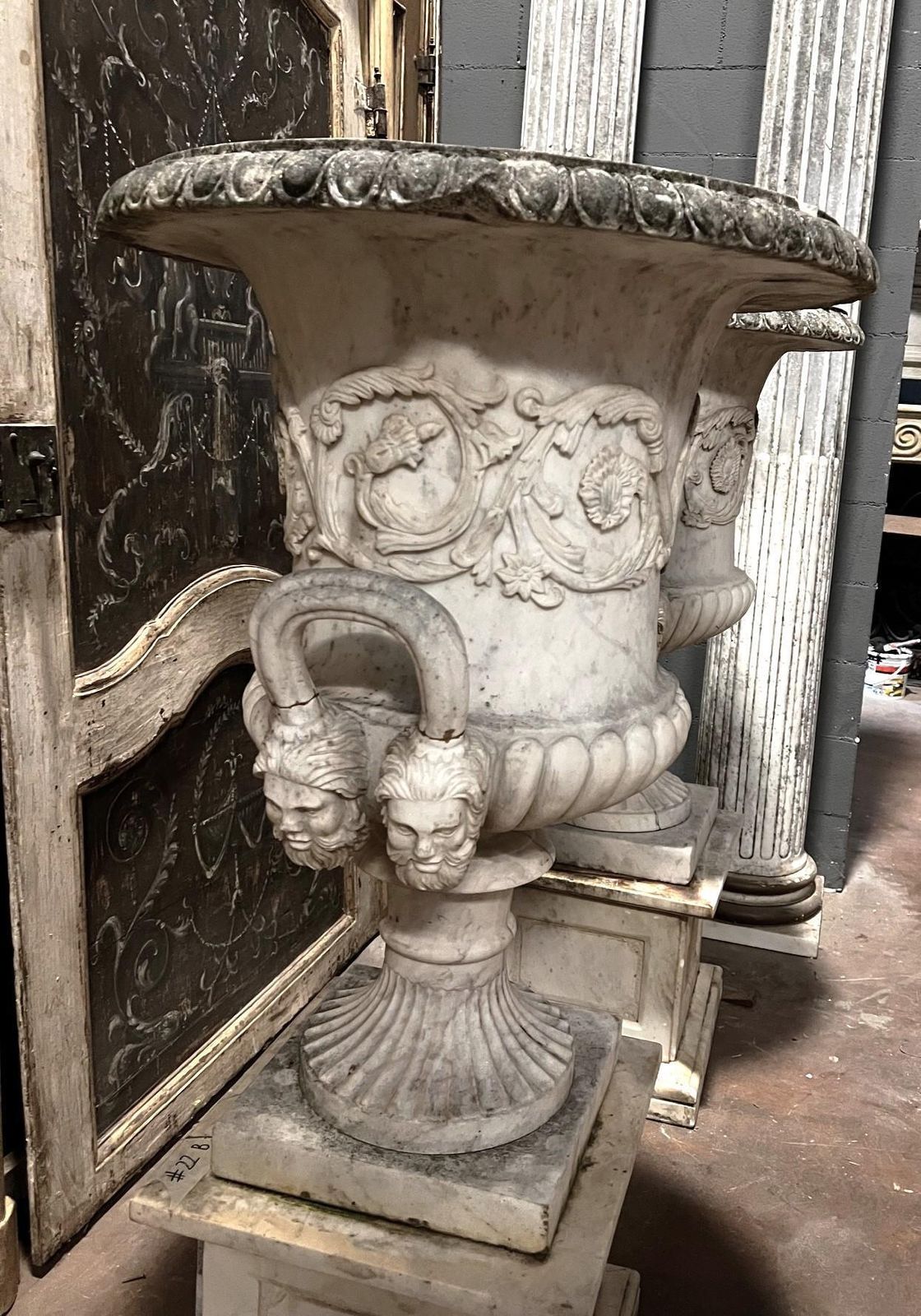 Pair Of Vases In Carrara Marble, Italy photo vintage