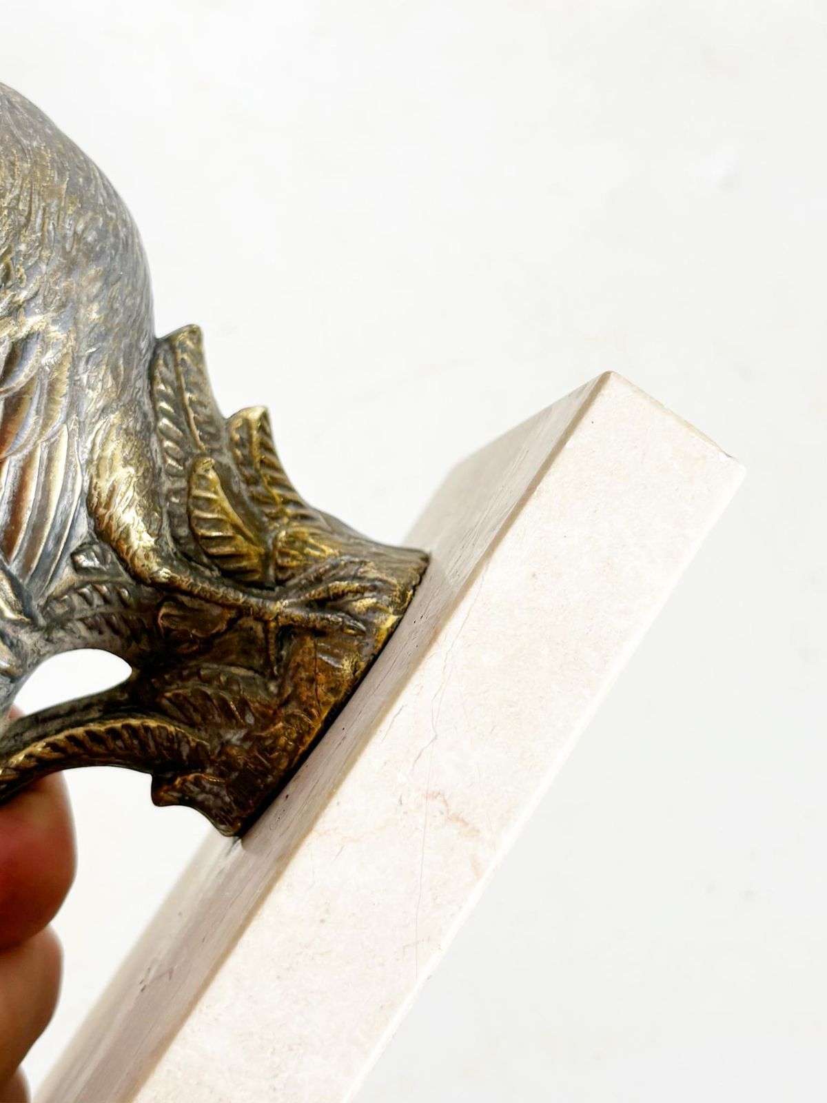photo for sale Pair Of Rooster Bookends, Marble, Brass, France, 1950