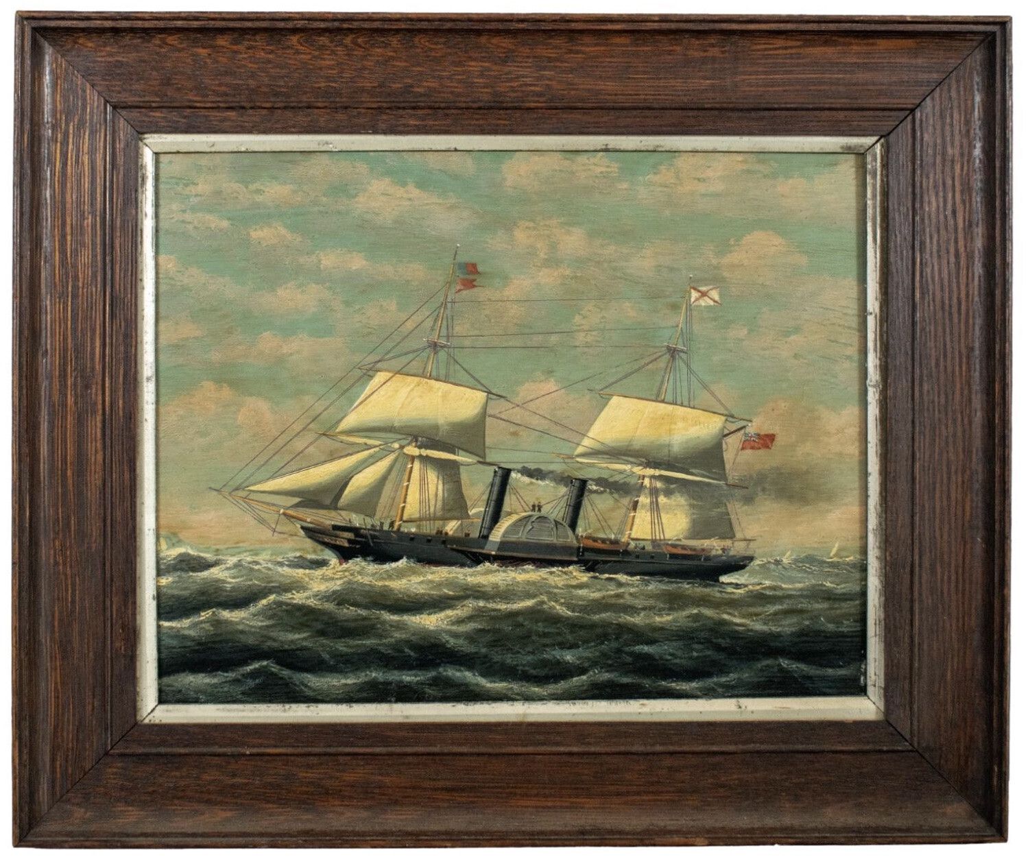 19th Century Oil On Panel Of The Rmspc Steam Ship La Plata. Dated 1876