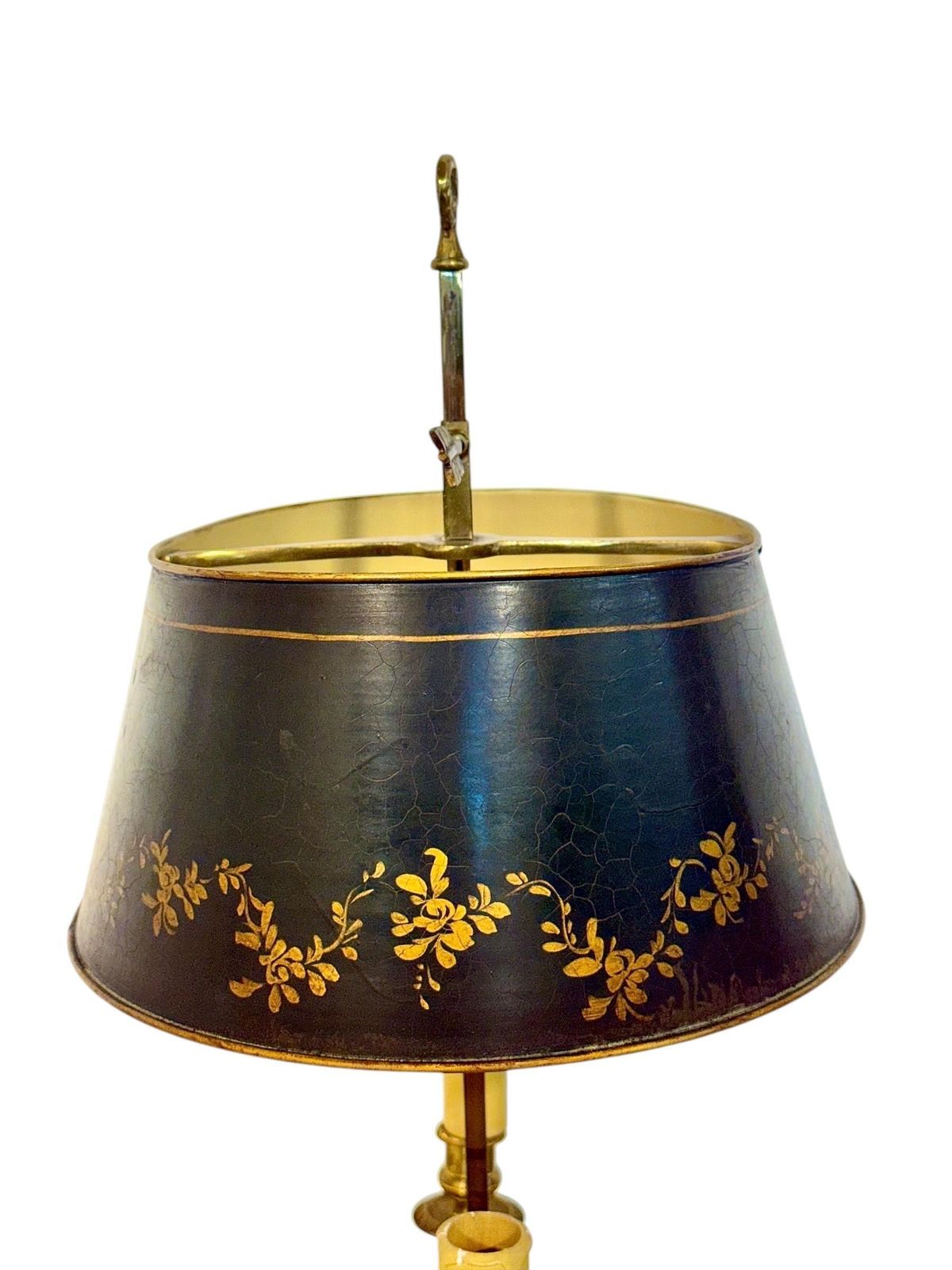 1668.0 19th Century French Gilt Bronze Bouillotte Lamp With Tole Shade photo