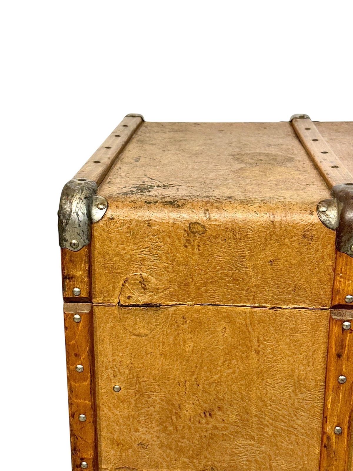 19th Century Wood And Leather Travel Trunk With Velvet Interior photo 1288.0
