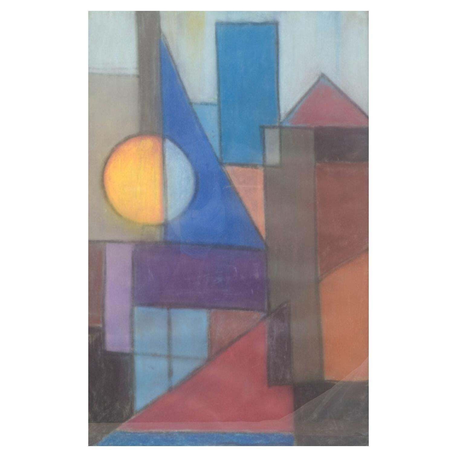 Scandinavian Artist. Chalk On Board. Geometric Abstract Composition. 1960s/70s