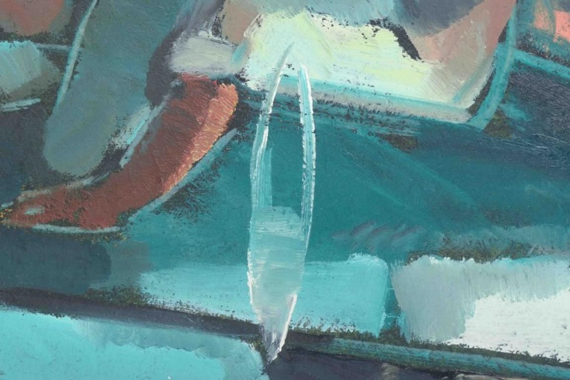 Artiste scandinave. Composition abstraite. Huile sur panneau. Vers 1960 photo for sale