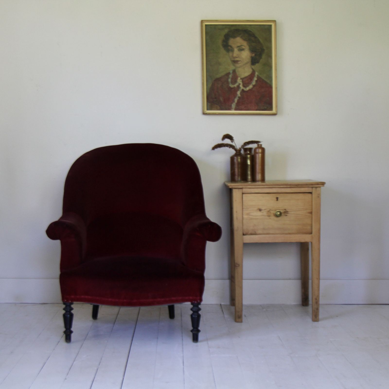 19th Century Antique French Armchair In Red Velvet Upholstery photo Furniture
