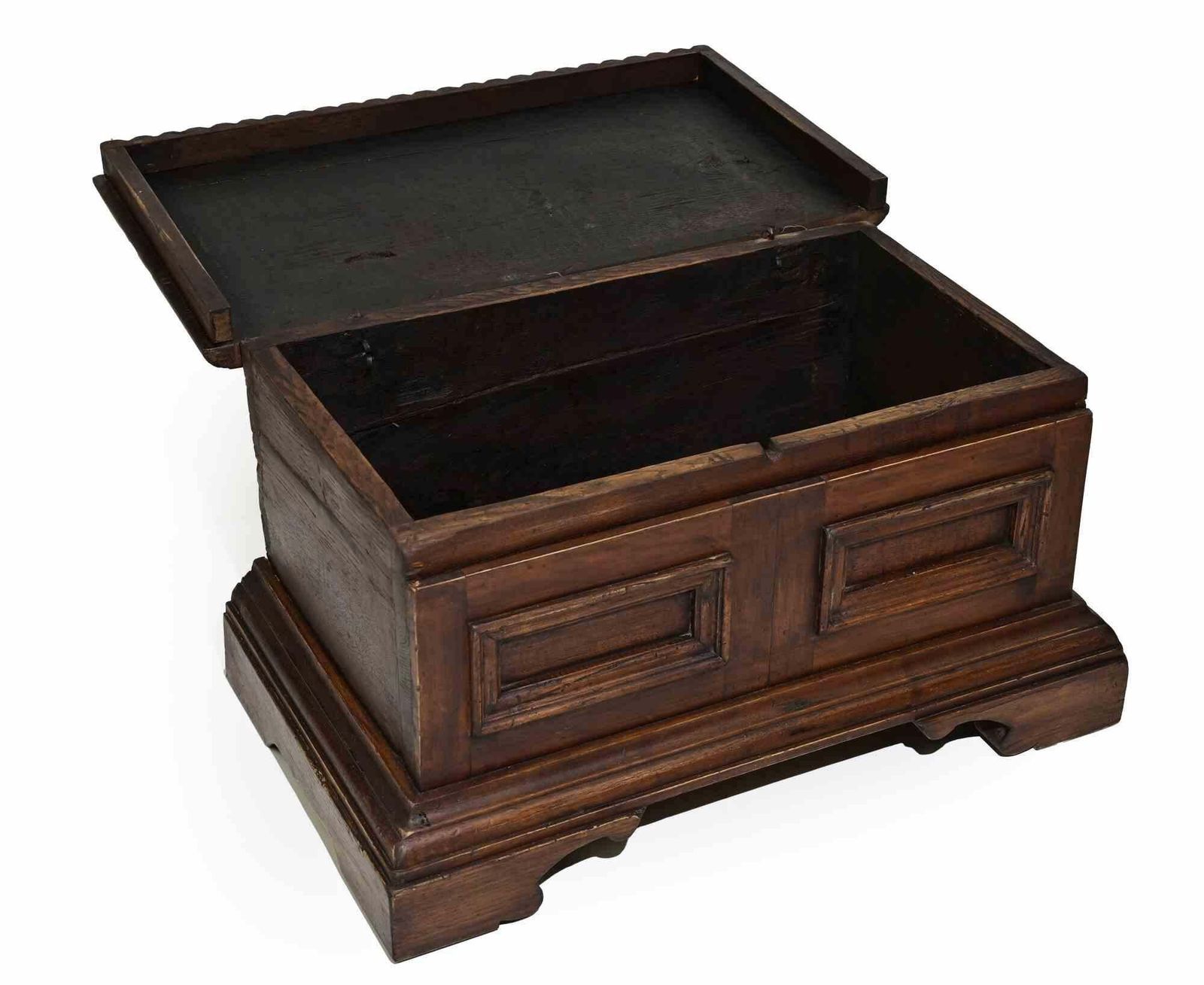 Rustic Carved Wooden Chest, Early 19th Century photo for sale