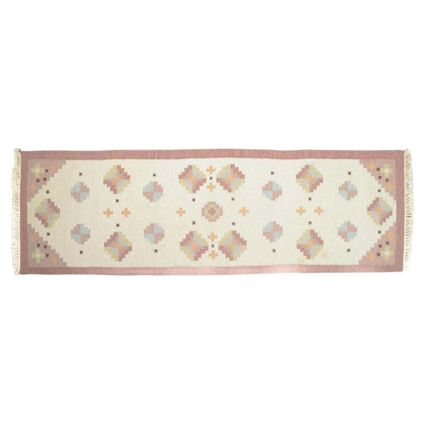Chemin de table rölakan en laine à motif géométrique, designer textile suédois, années 1960