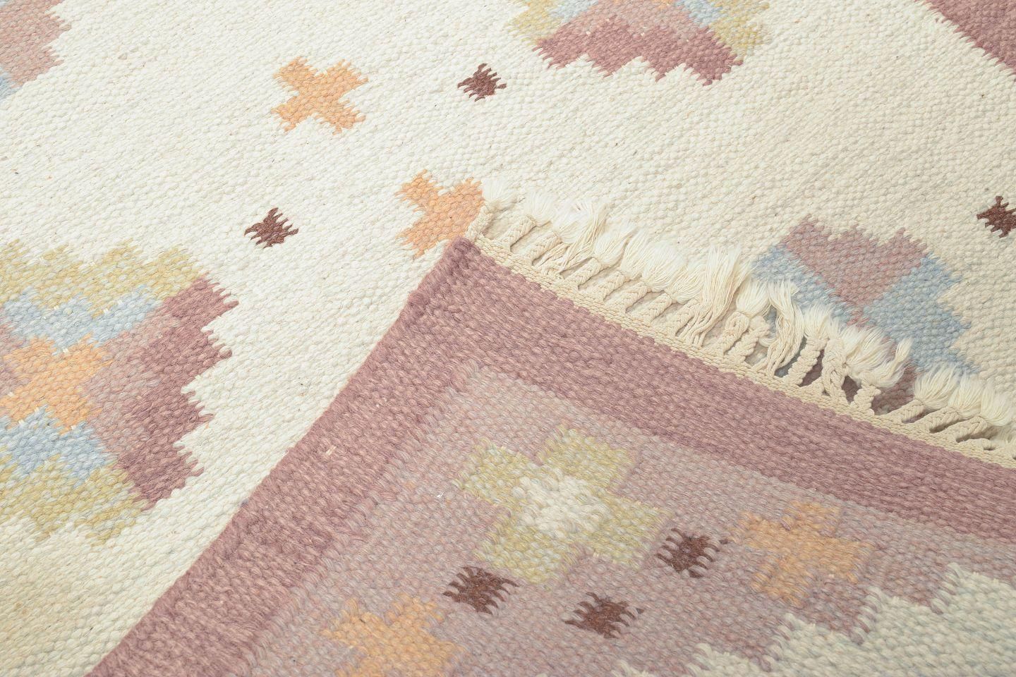 Chemin de table rölakan en laine à motif géométrique, designer textile suédois, années 1960 photo 416.0