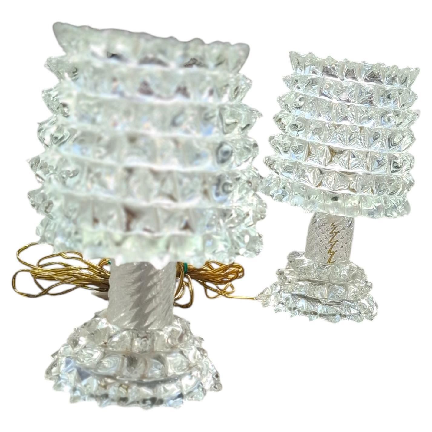 Barovier E Toso  Pair Of "Rostrate" Table Lamps Murano Glass 1940 Italy