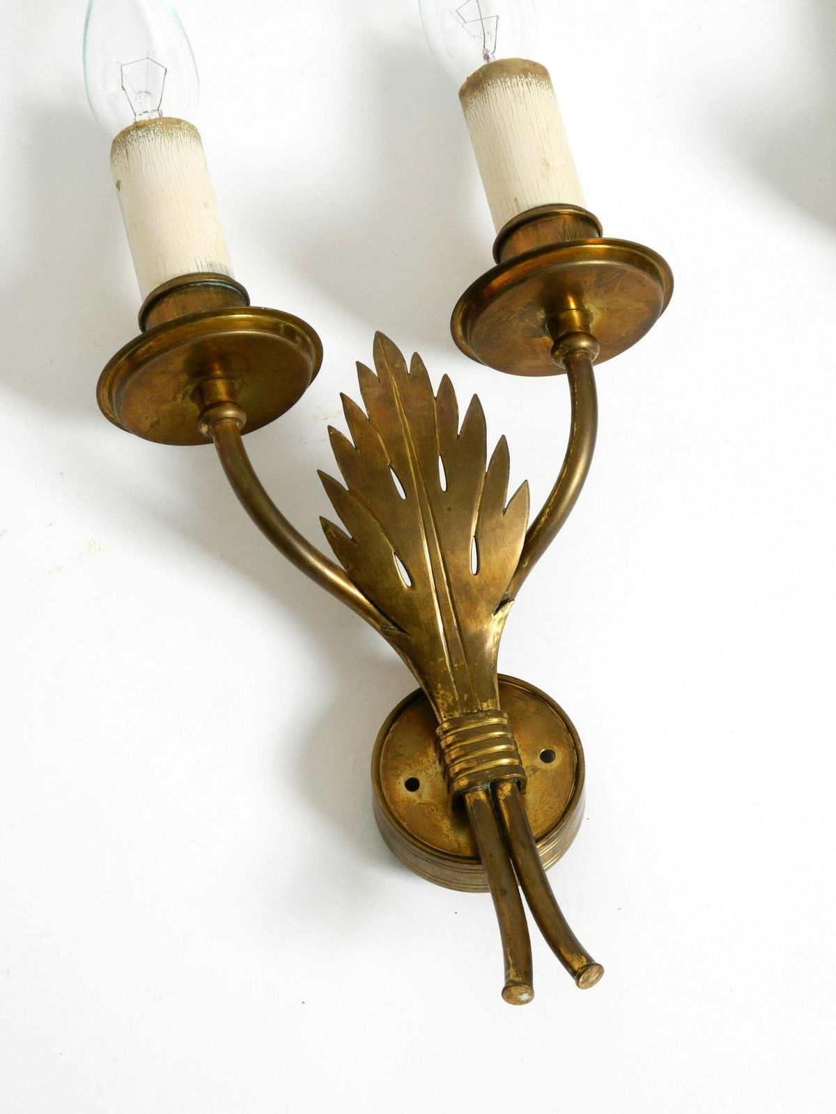 A Pair Of Rare, Mid Century Modern Brass Wall Lamps By Vereinigte Werkstätten photo vinterior