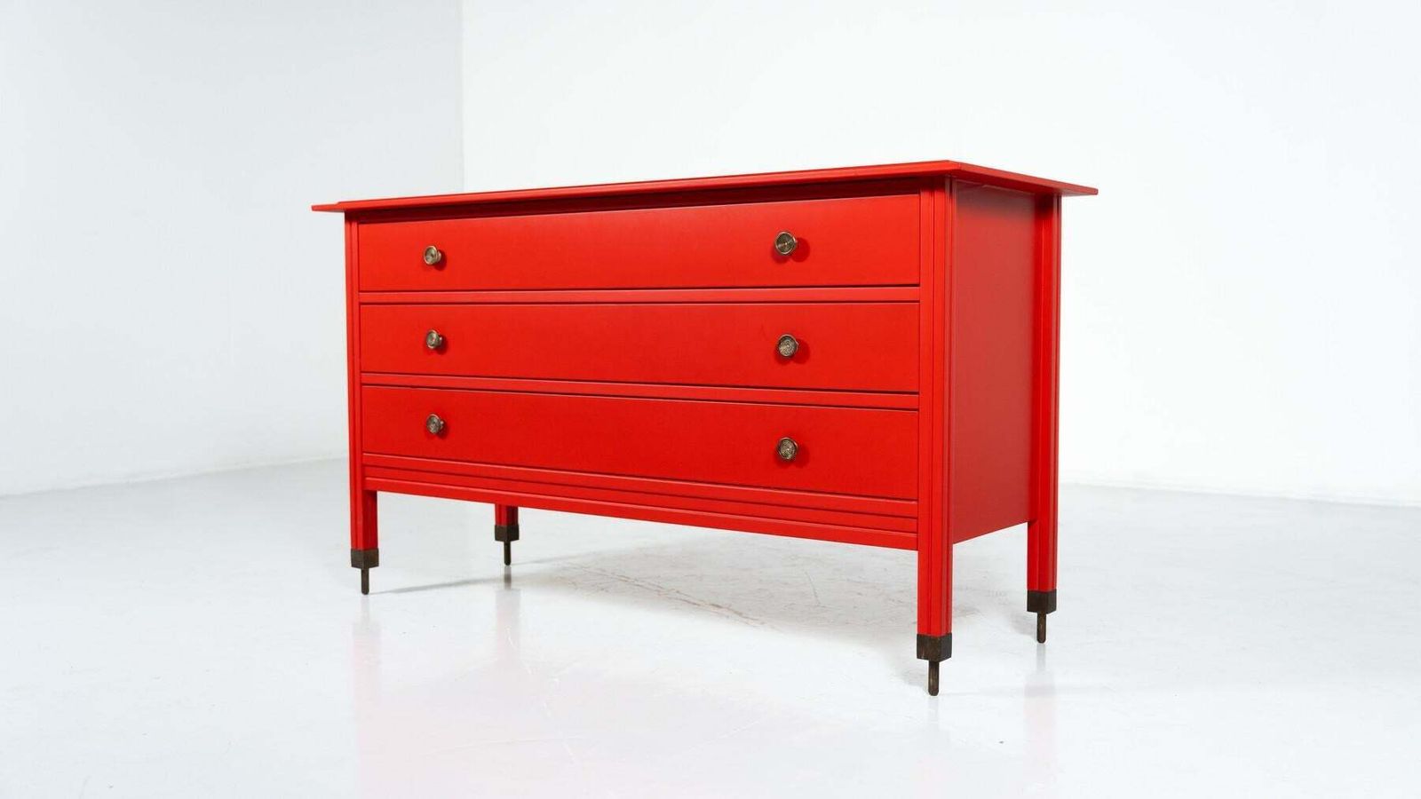 Red Chest Of Drawers By Carlo De Carli, Italy, 1960s photo for sale