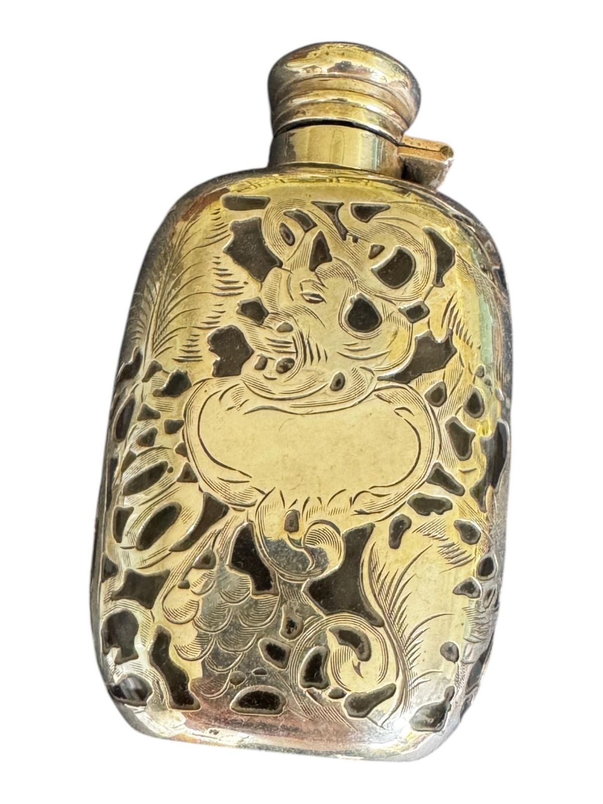 An Early 20th Century Art Nouveau Style Silver Overlaid Glass Flask photo Home Decor