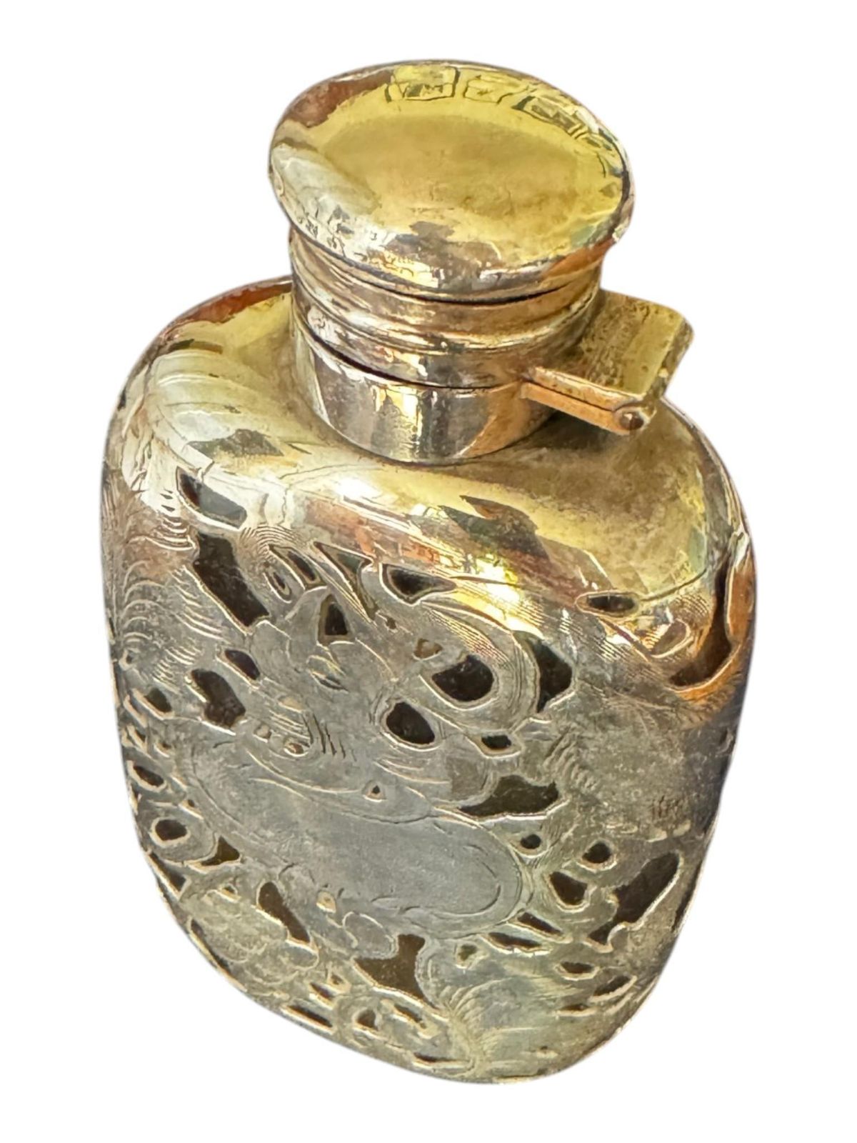 An Early 20th Century Art Nouveau Style Silver Overlaid Glass Flask photo 661.0