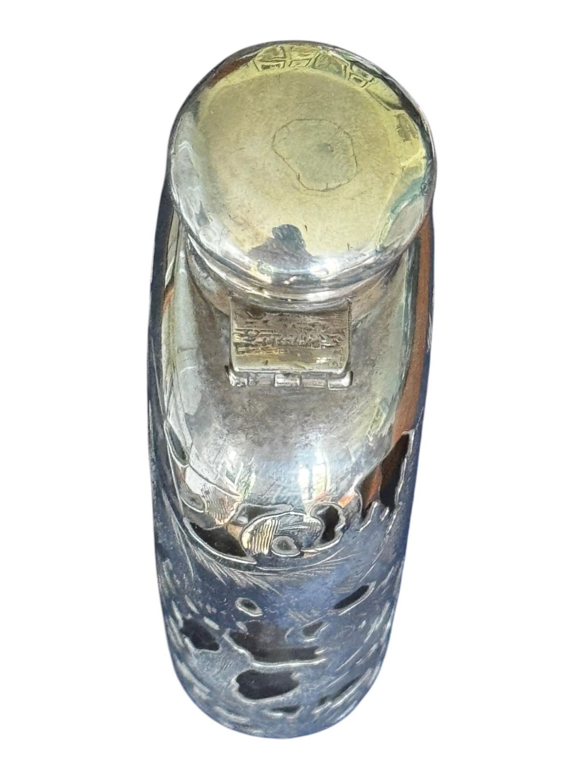 photo furniture An Early 20th Century Art Nouveau Style Silver Overlaid Glass Flask